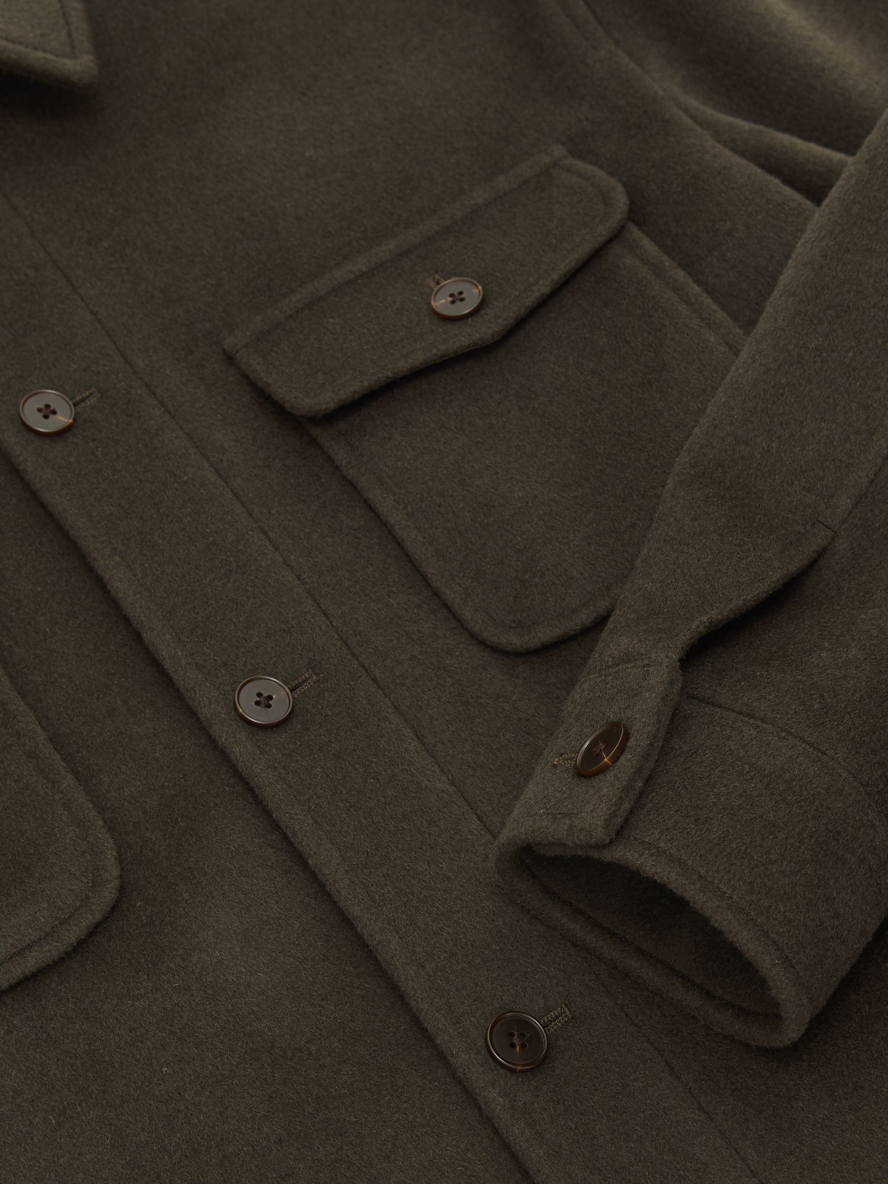 Wool-Blend Twin-Pocket Overshirt in Khaki Green - Image 6 of 6
