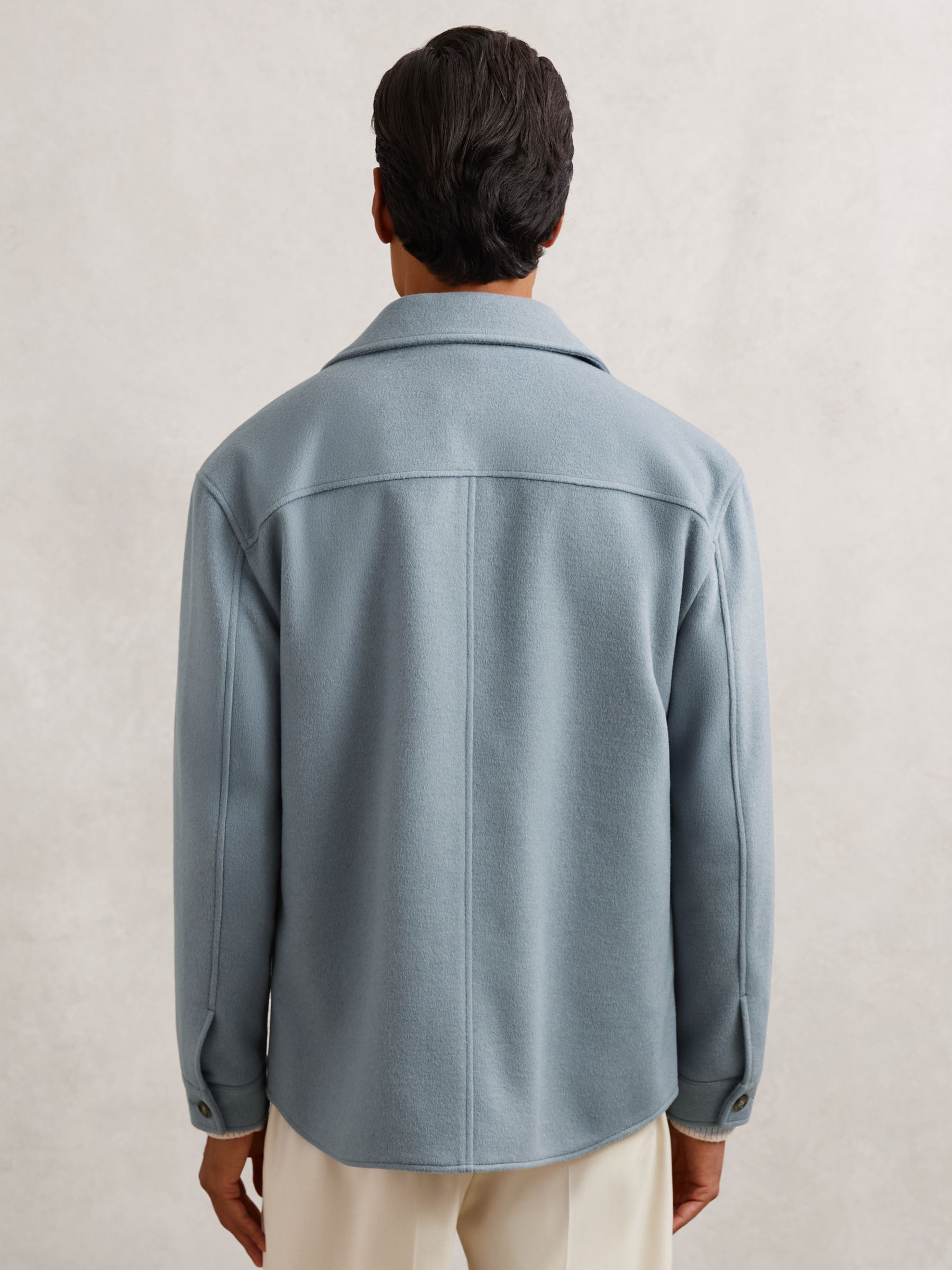 Wool-Blend Twin-Pocket Overshirt in Soft Blue - Image 5 of 7