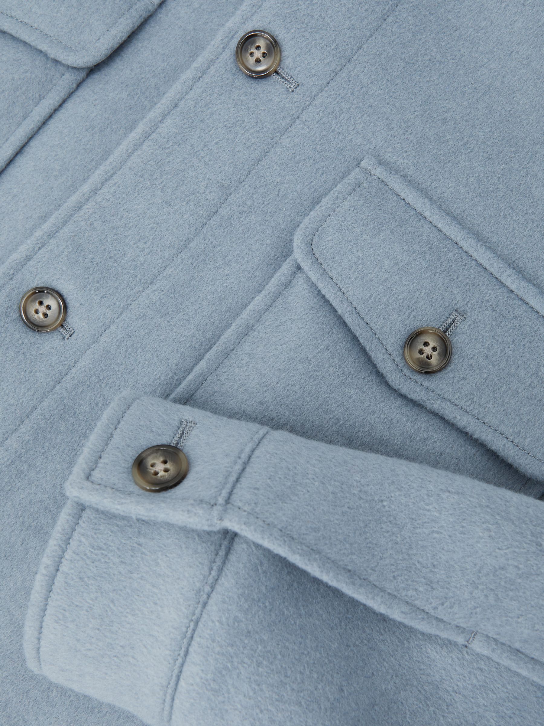 Wool-Blend Twin-Pocket Overshirt in Soft Blue - image 3