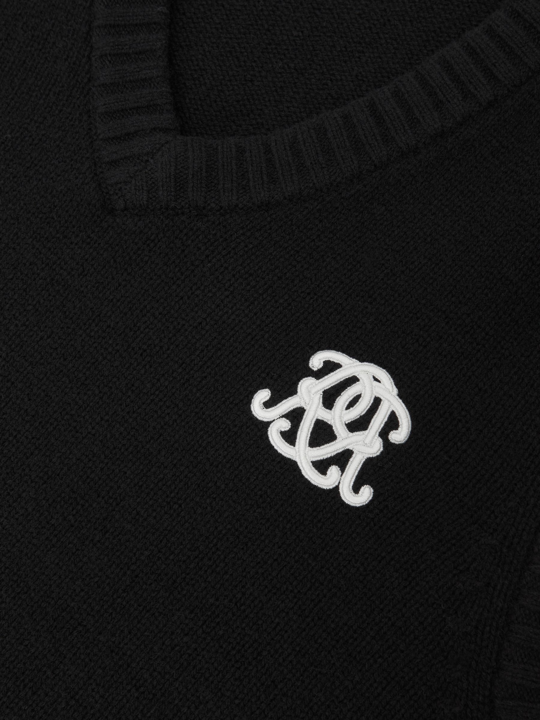 Monogram Embroidered Relaxed Wool Vest in Black - image 3