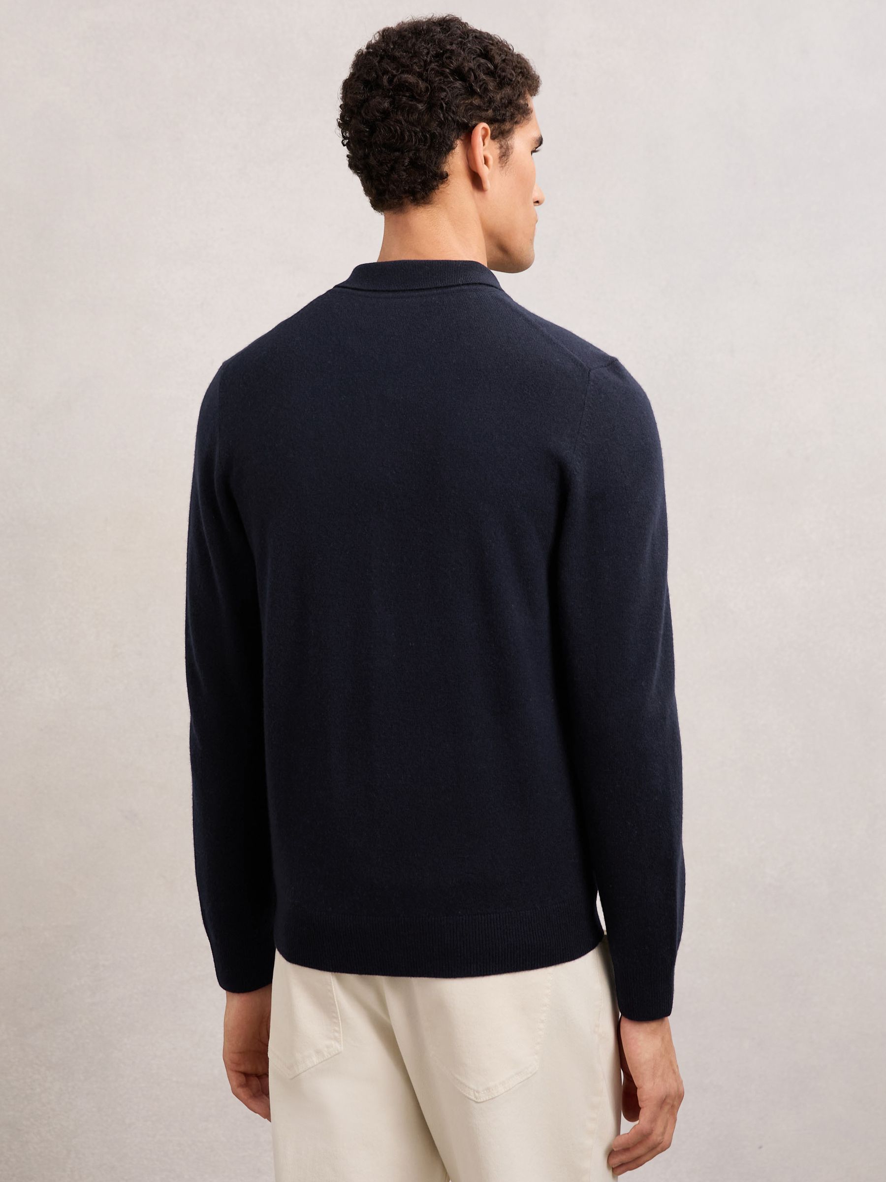 Vlněný kardigan s argyle na zip v námořnické barvě - Obrázek 5 z 6