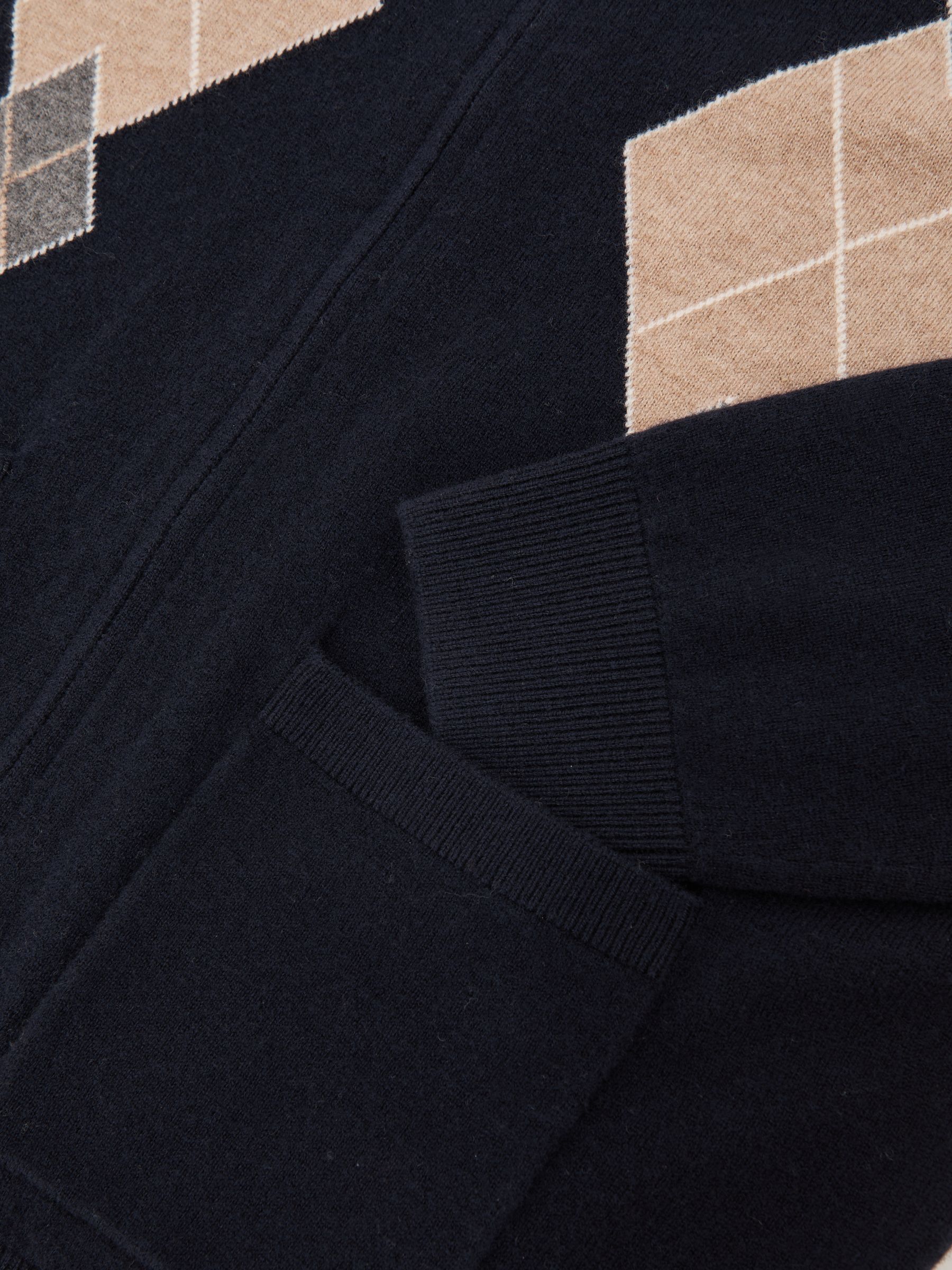 Vlněný kardigan s argyle na zip v námořnické barvě - Obrázek 6 z 6