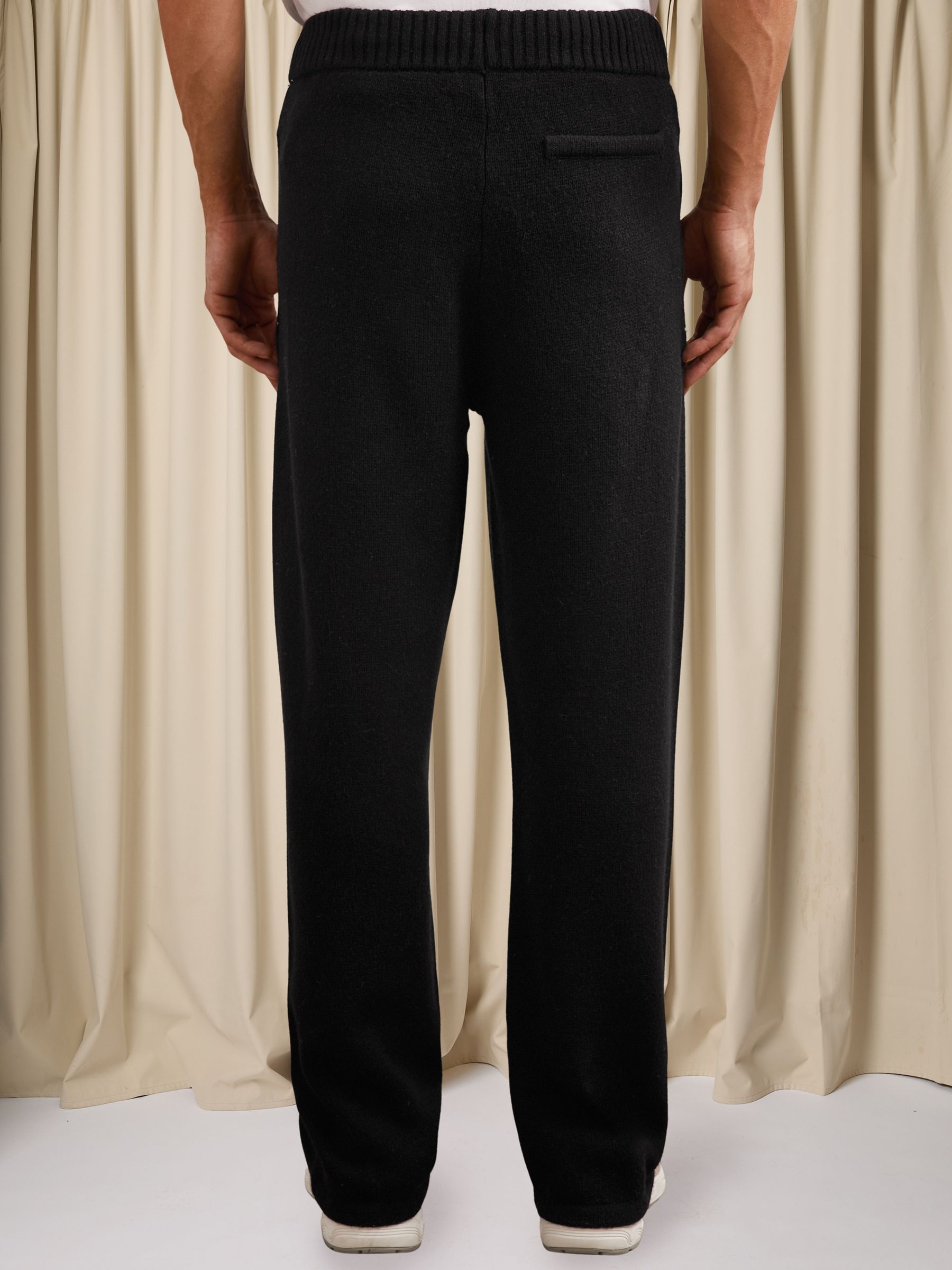 Monogram Wool Wide-Leg Knitted Joggers in Black - image 5