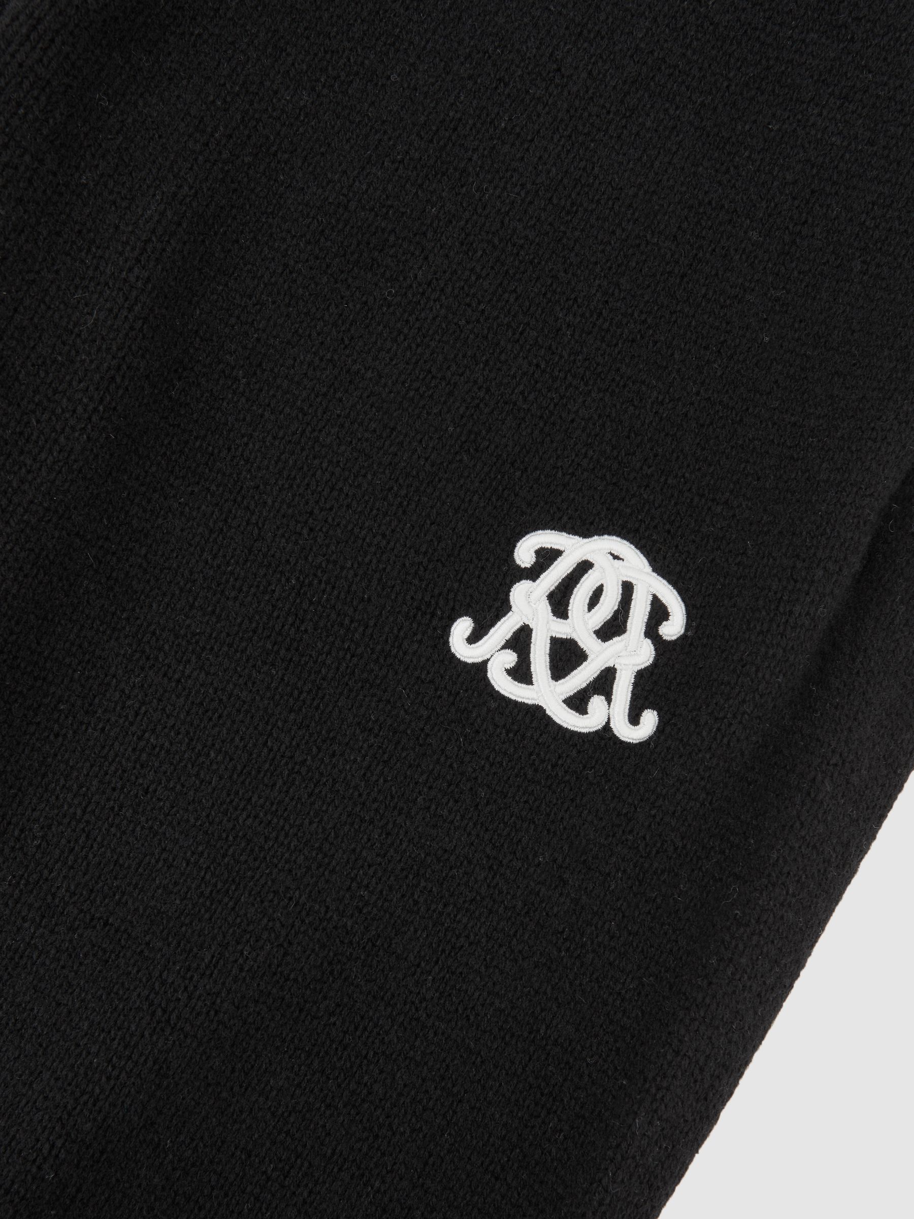Monogram Wool Wide-Leg Knitted Joggers in Black - image 4