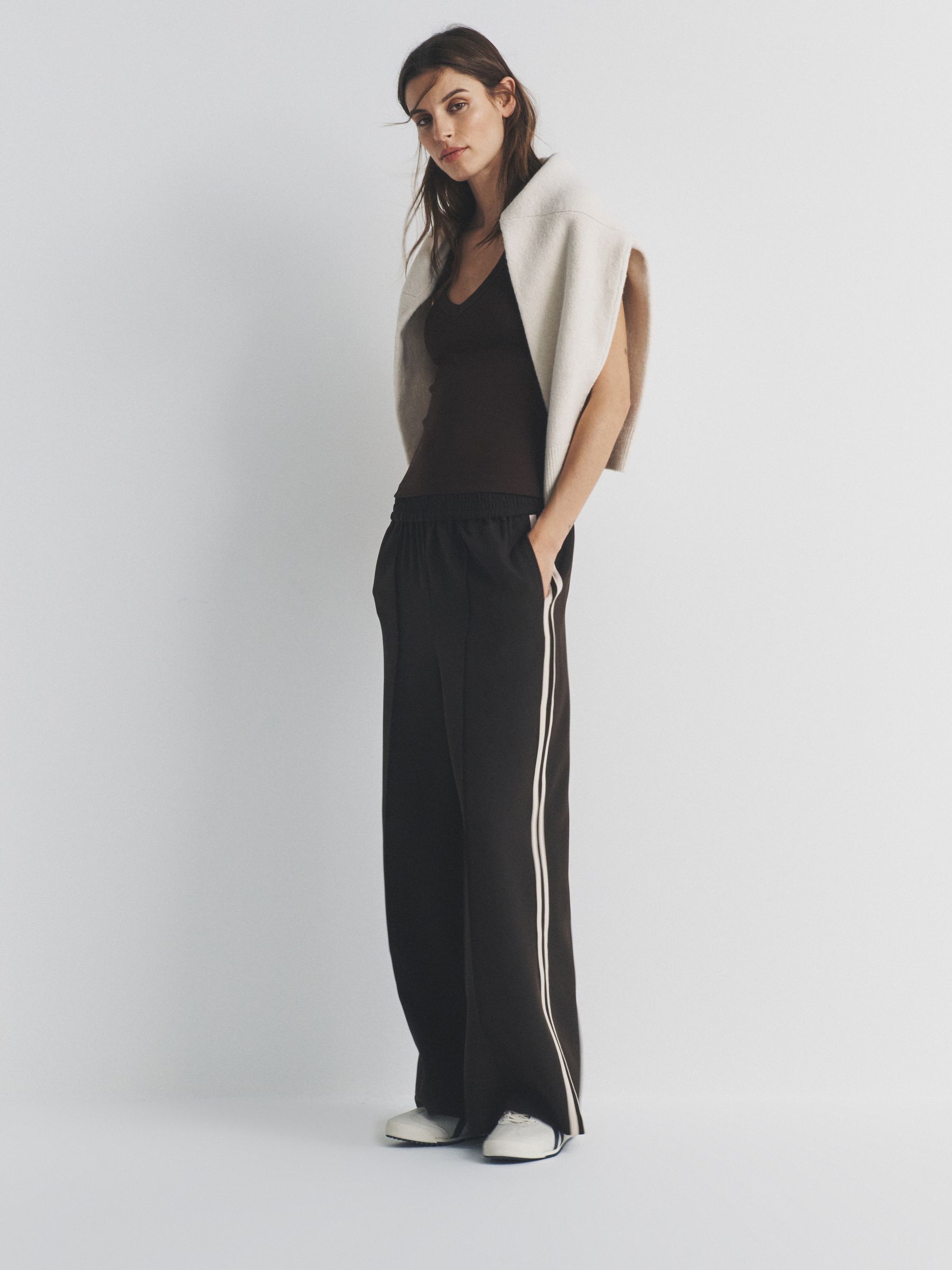 2 Pack Double Side Stripe Trousers Chocolate Brown/Cream - Image 1 of 6