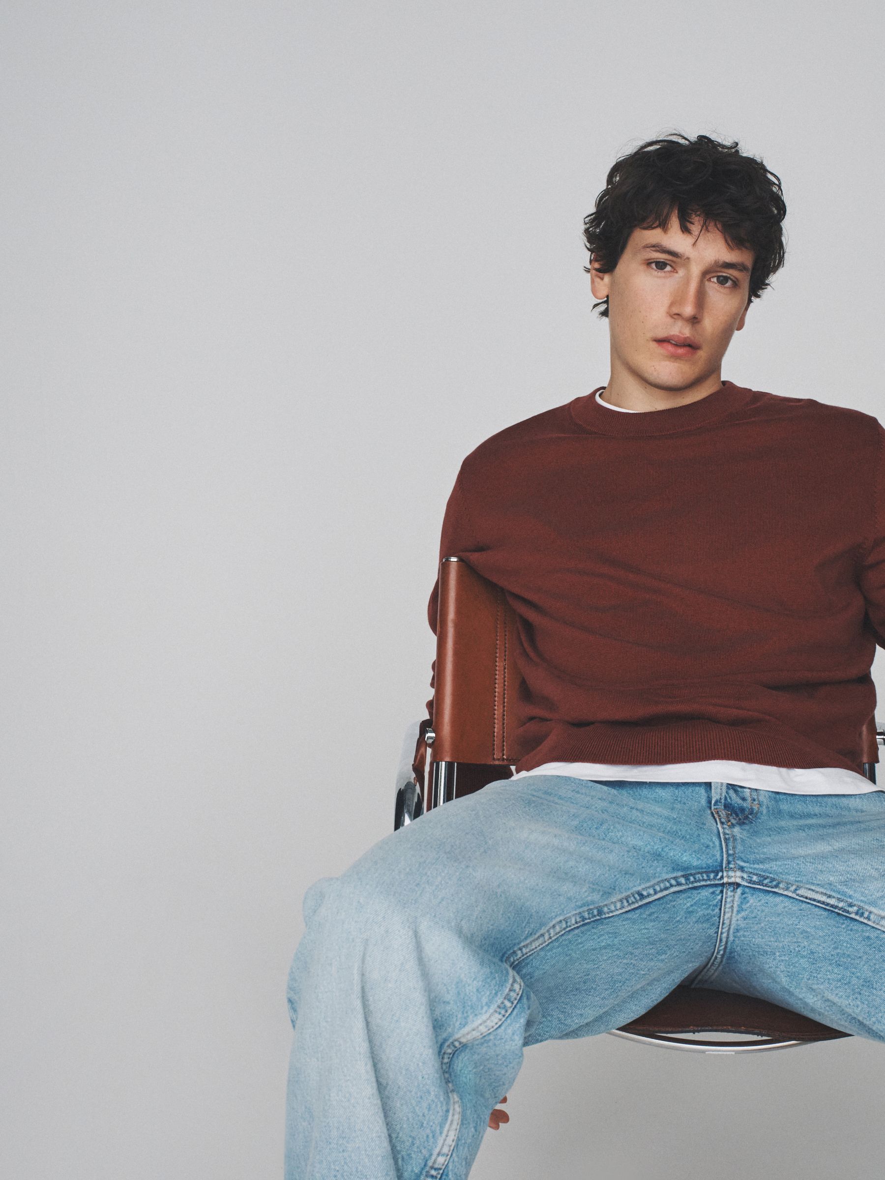 Fine Gauge Cotton Crew Neck Jumper Red/Cream 3 Pack - Image 1 of 5