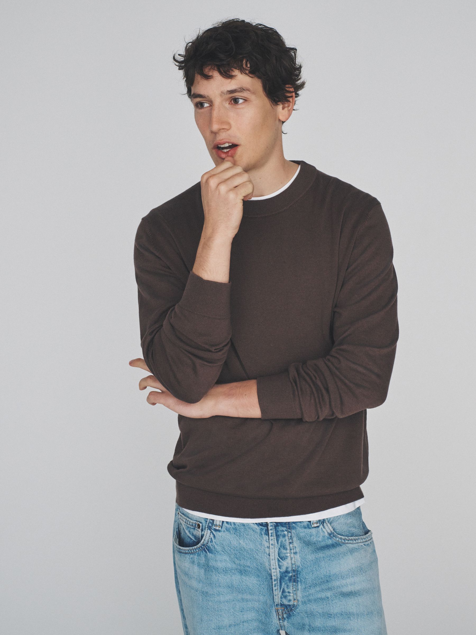 Fine Gauge Cotton Crew Neck Jumper Red/Cream 3 Pack - Image 3 of 5