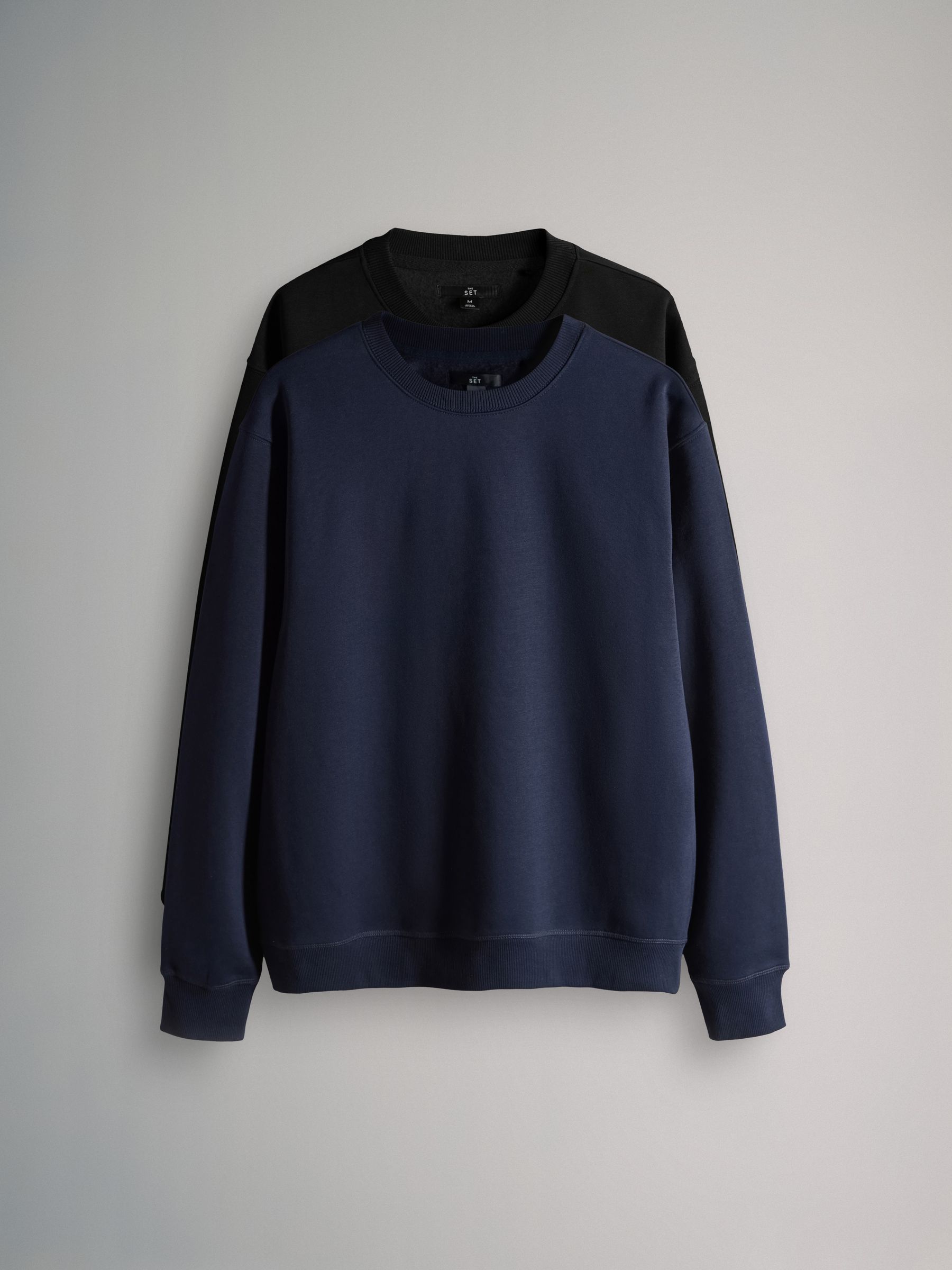 Black/Navy Crew Neck Relaxed Fit Sweatshirts 2 Pack - Image 1 of 3
