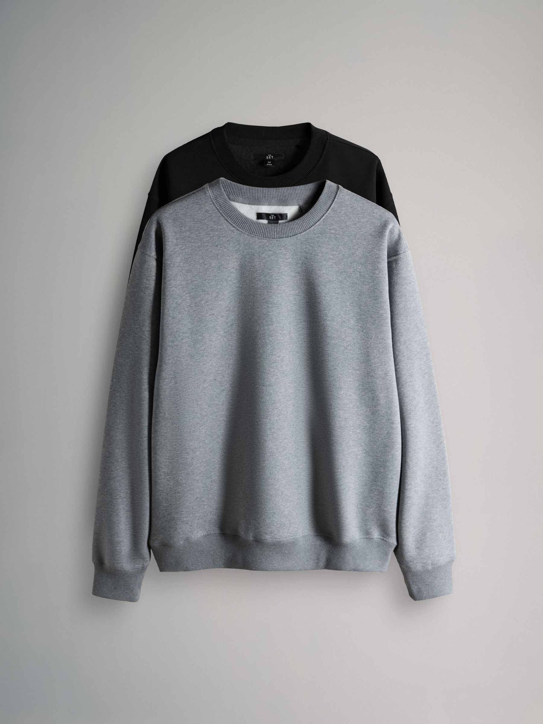 Black/Grey Crew Neck Relaxed Fit Sweatshirts 2 Pack - Image 1 of 3