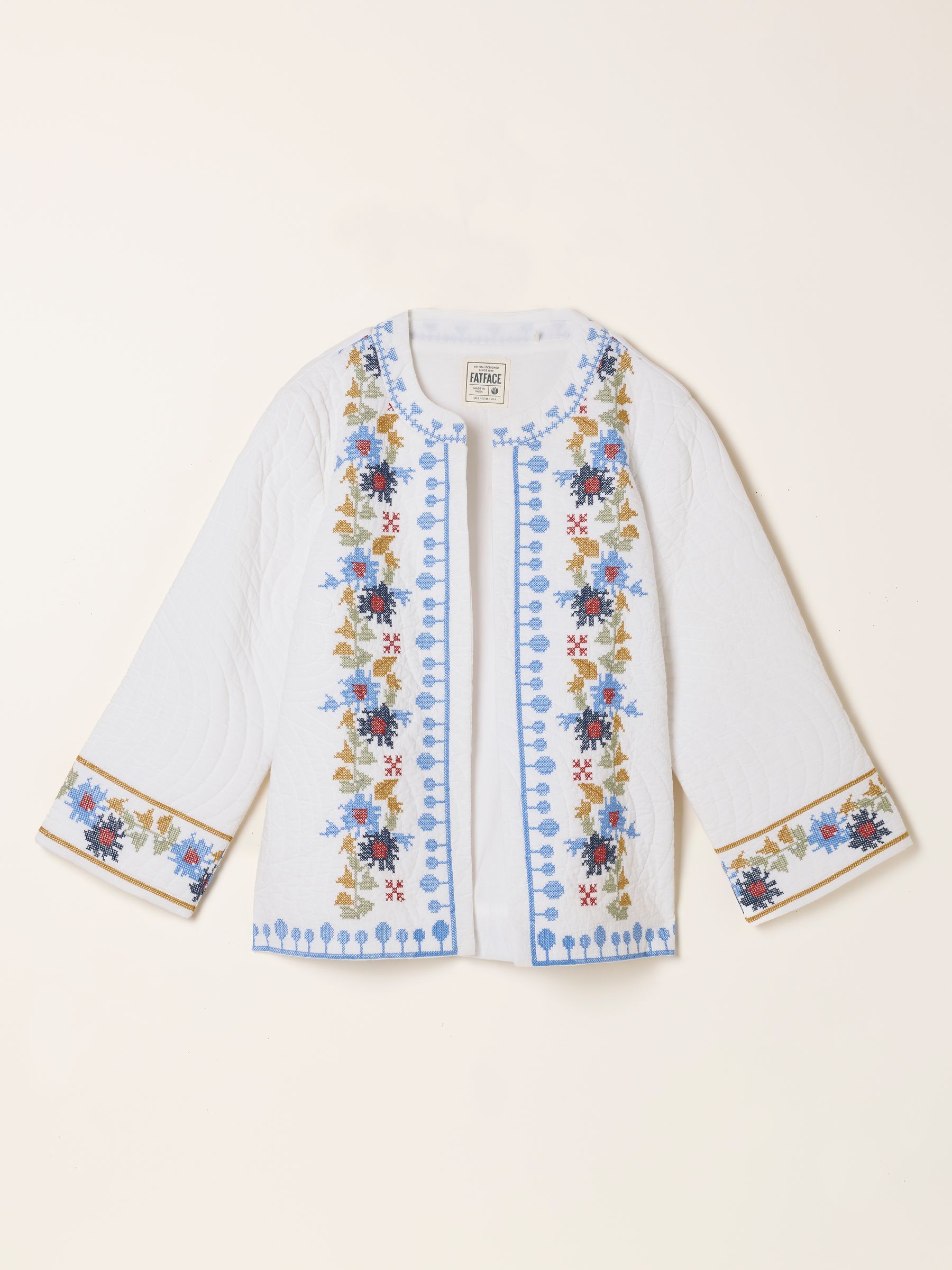 White Regular Embroidered Jacket | FatFace USA