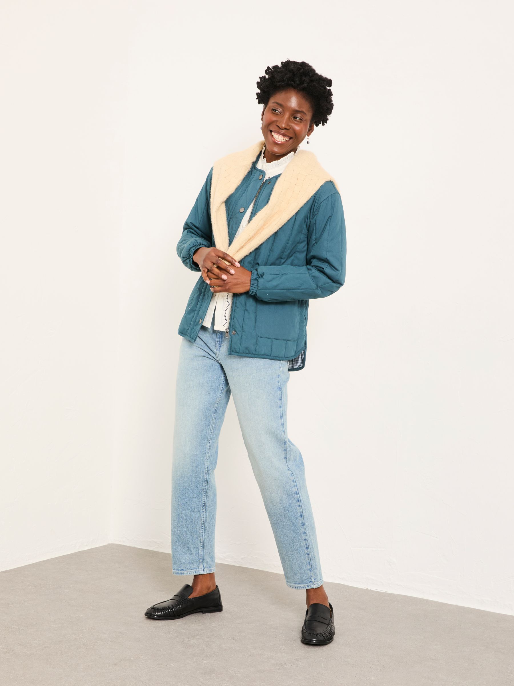 Raya Teal Blue Regular Quilted Jacket | FatFace USA