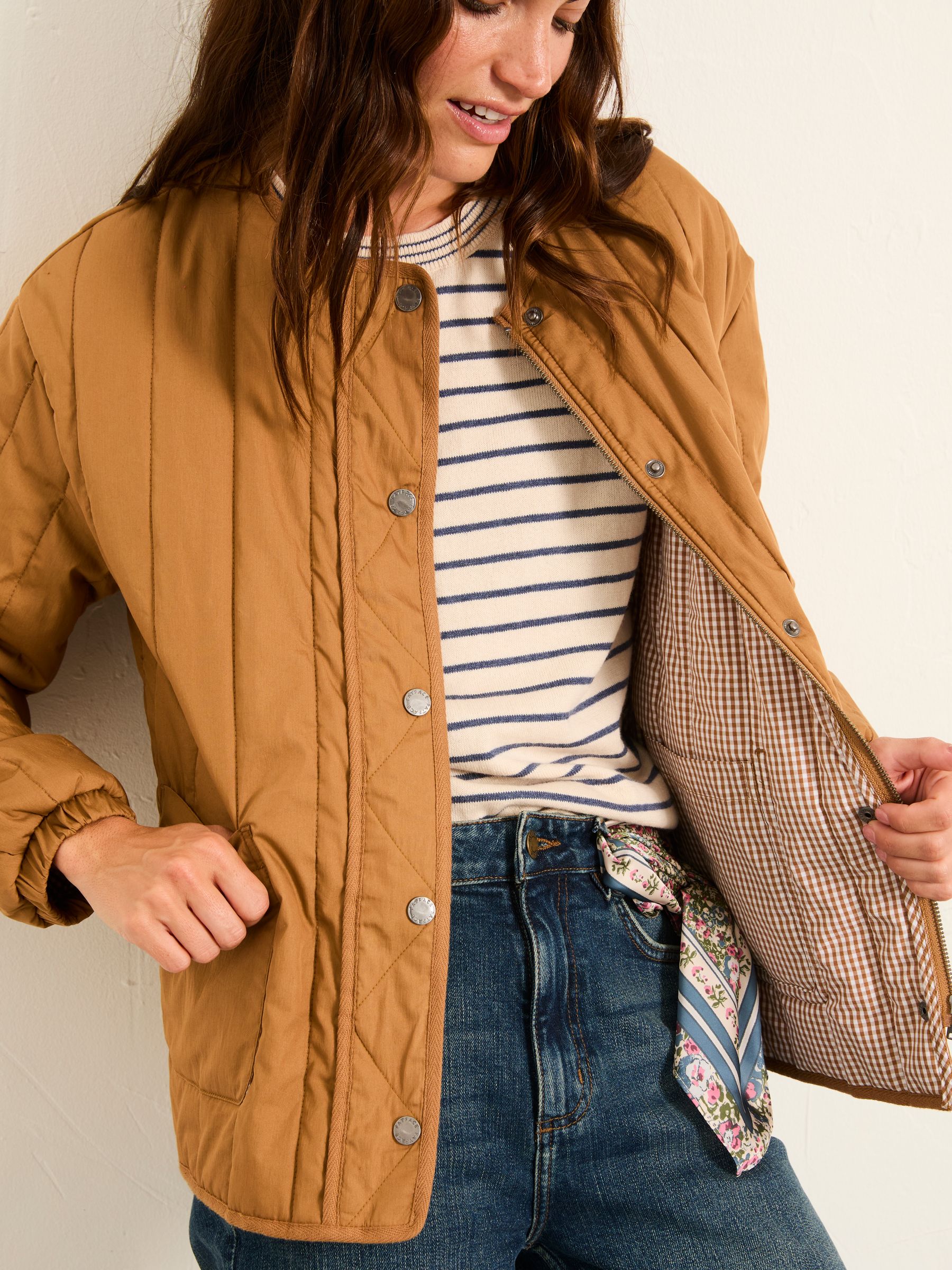 Raya Tan Brown Quilted Jacket - Image 4 of 6