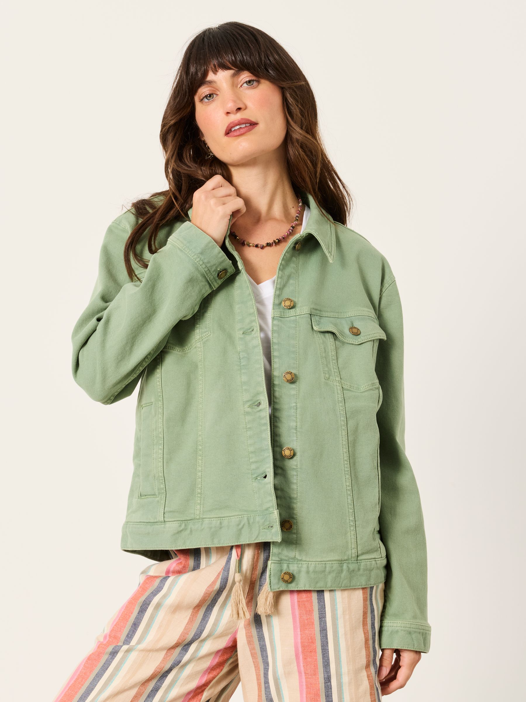 Tasha Green Regular Denim Jacket - Image 1 of 5