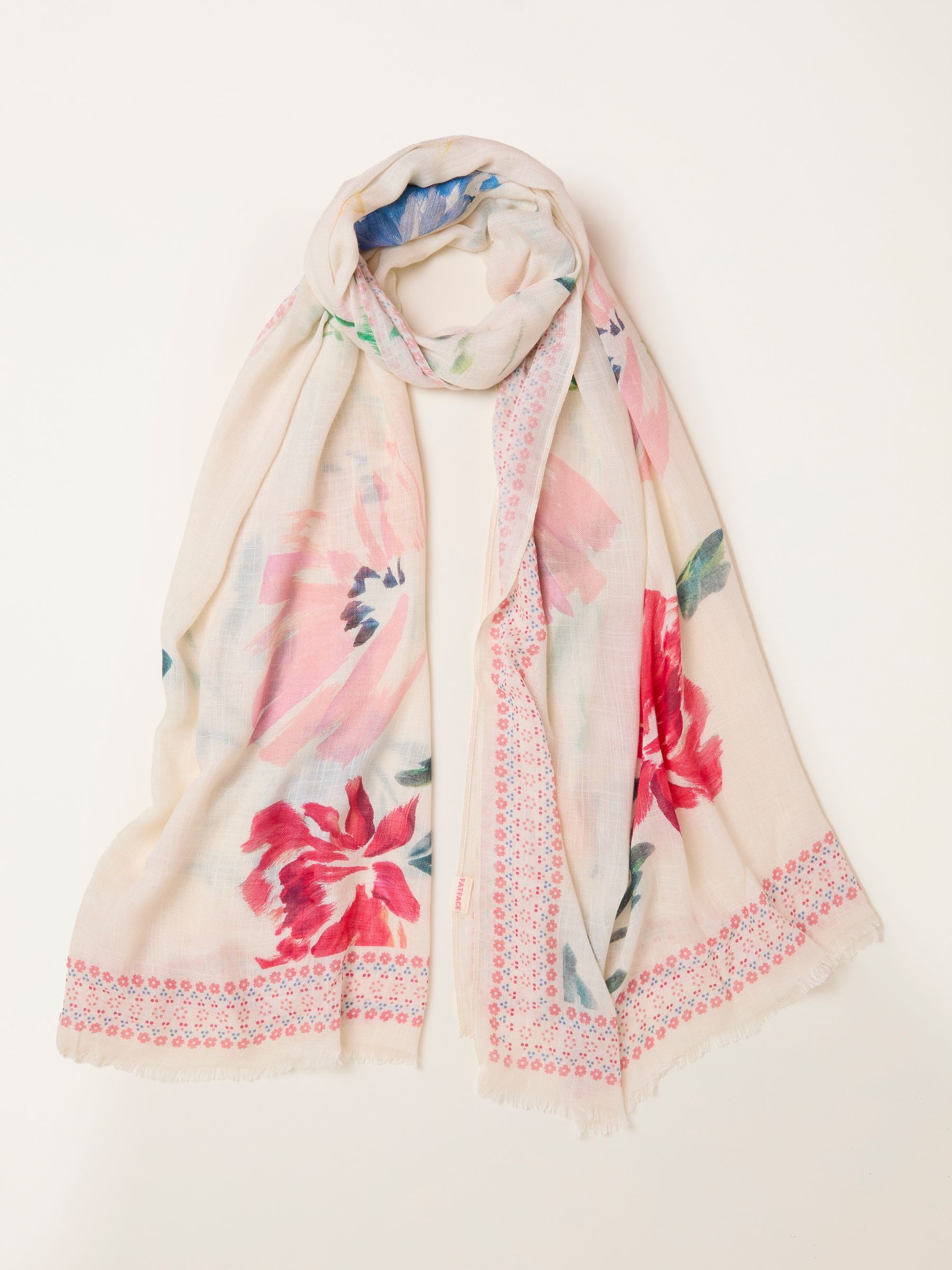 Ivory Floral Lightweight Scarf - Image 1 of 2