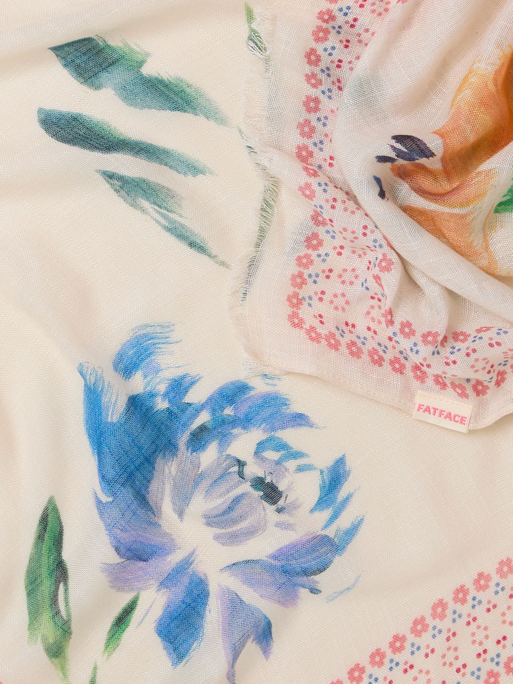 Ivory Floral Lightweight Scarf - Image 2 of 2