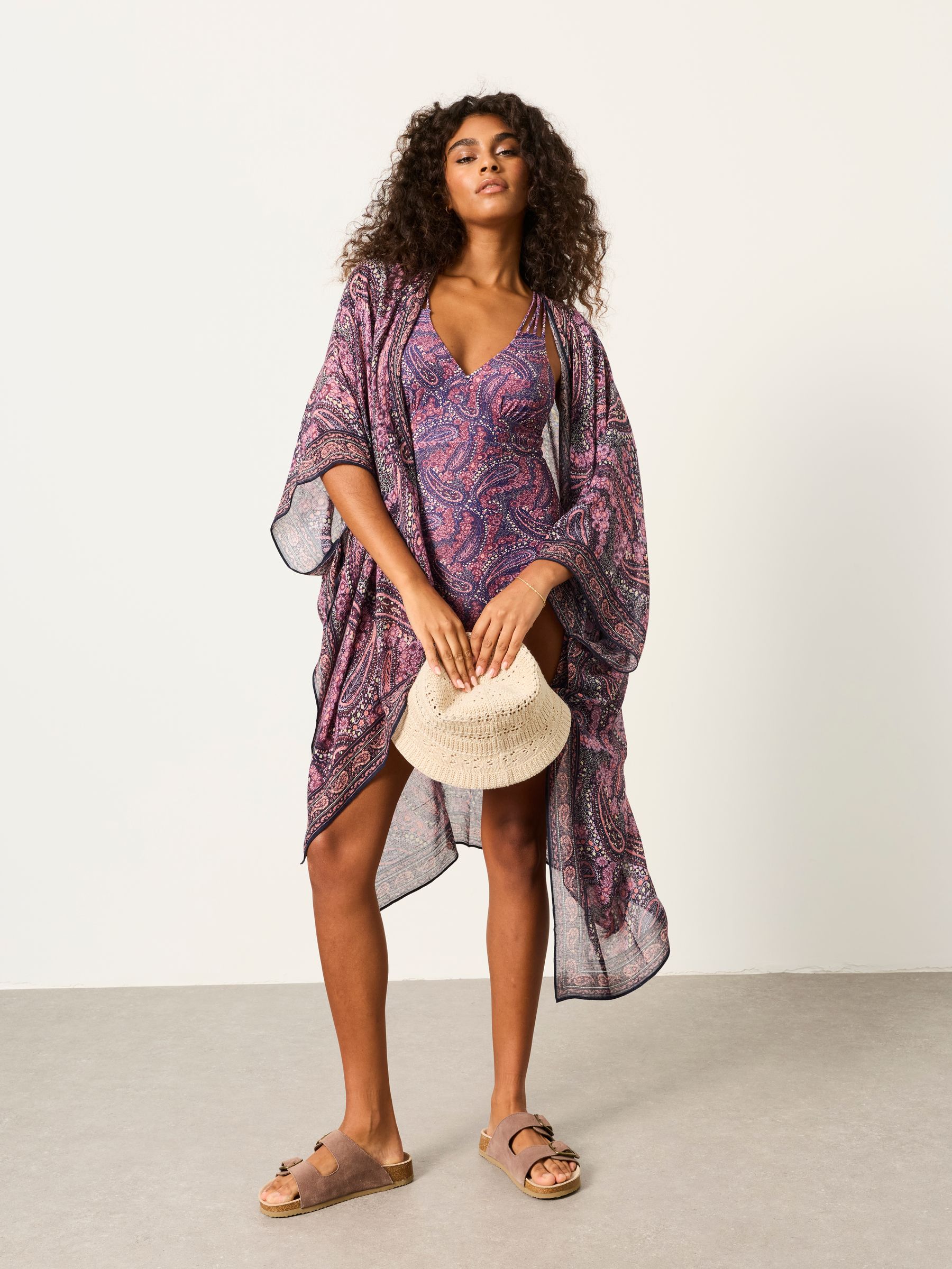 Purple Paisley Printed Kimono - Image 1 of 5