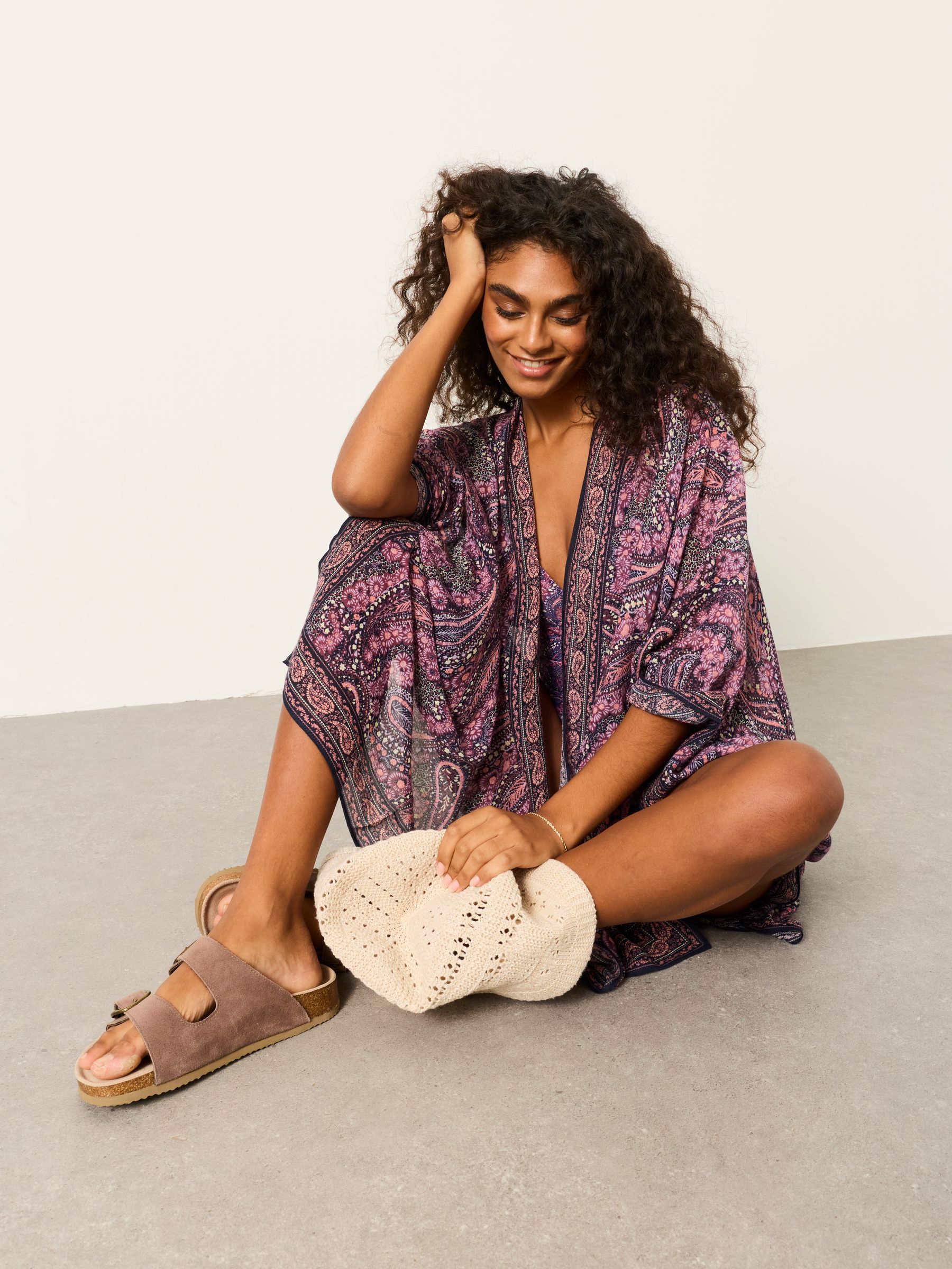 Purple Paisley Printed Kimono - Image 4 of 5
