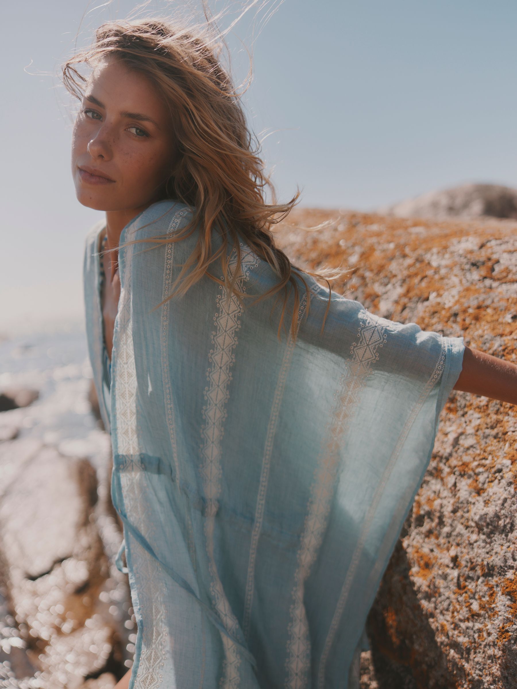 Blue Embroidered Kimono - Image 1 of 3