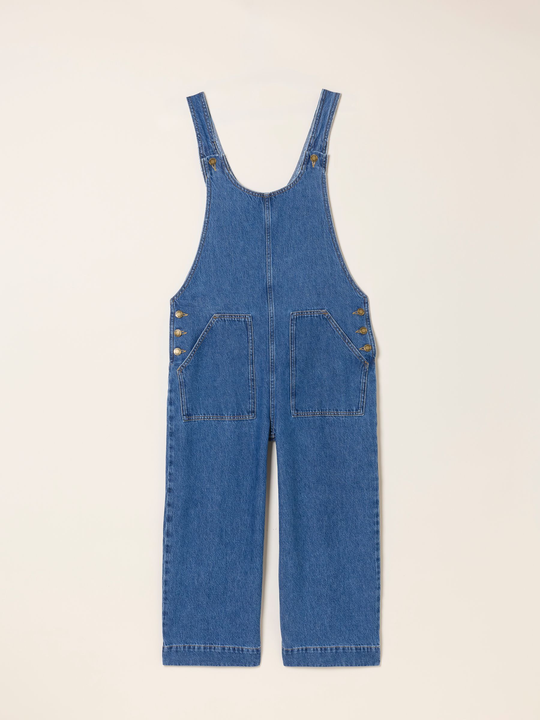 Raffles Blue Denim Cropped Wide Leg Dungaree - Image 7 of 8