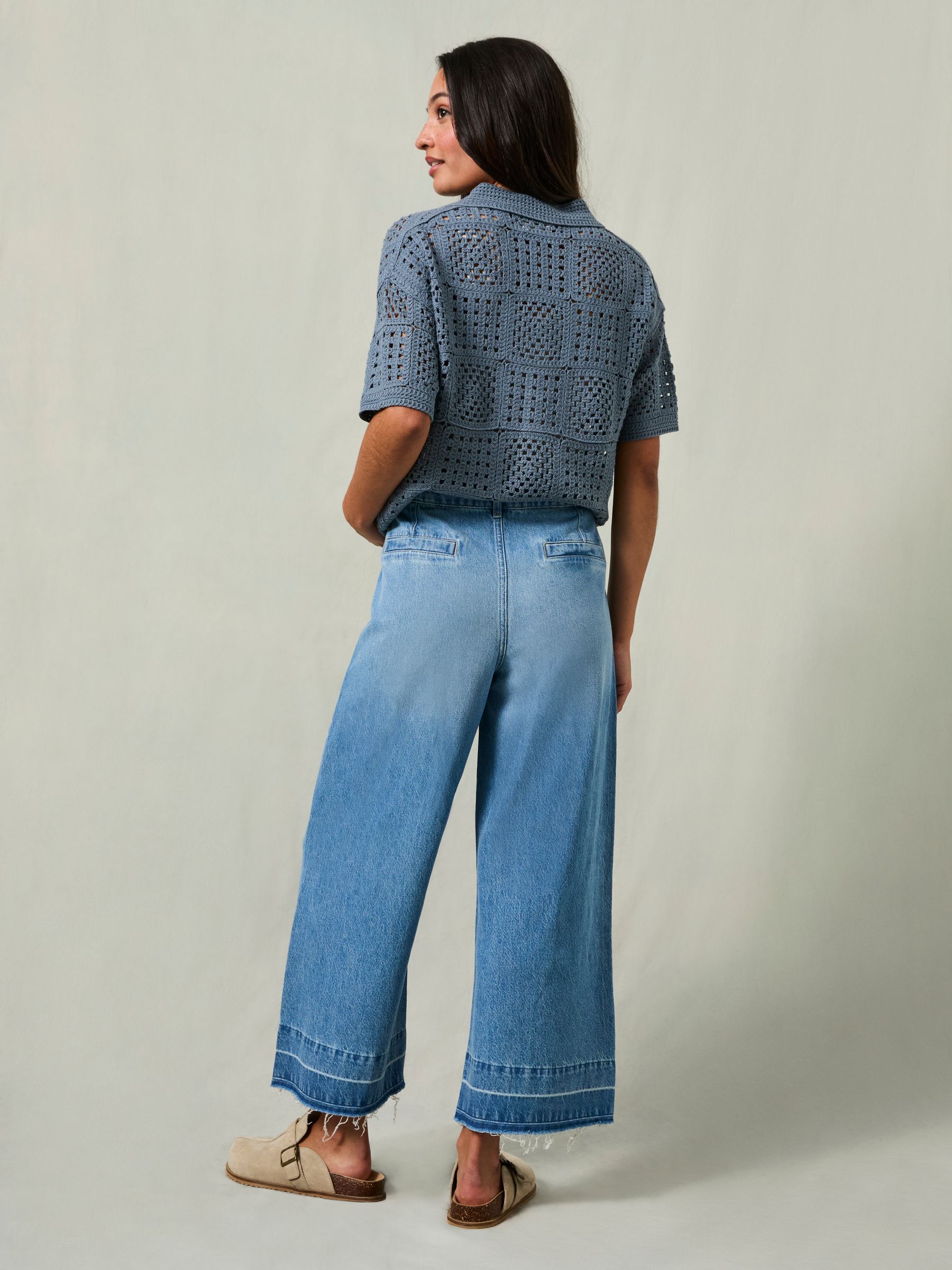Hettie Light Blue Wide Leg Crop Jeans - Image 2 of 9