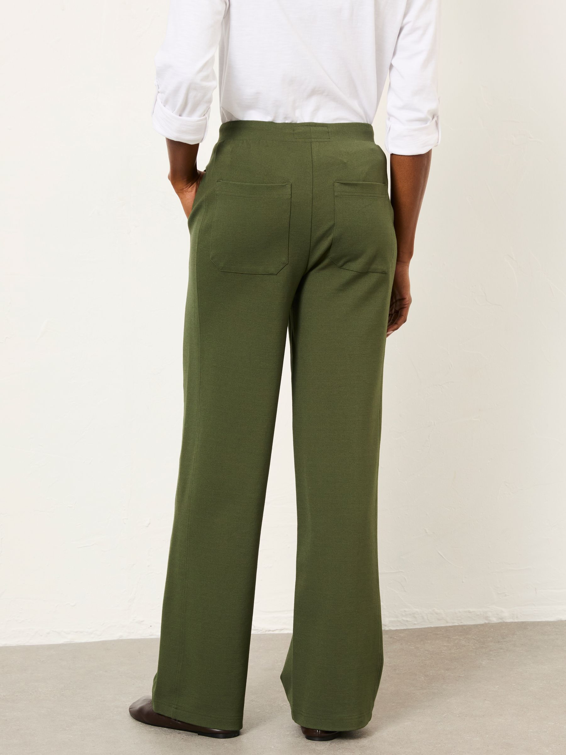 Ely Khaki Green Ponte Wide Leg Trouser - Image 2 of 6