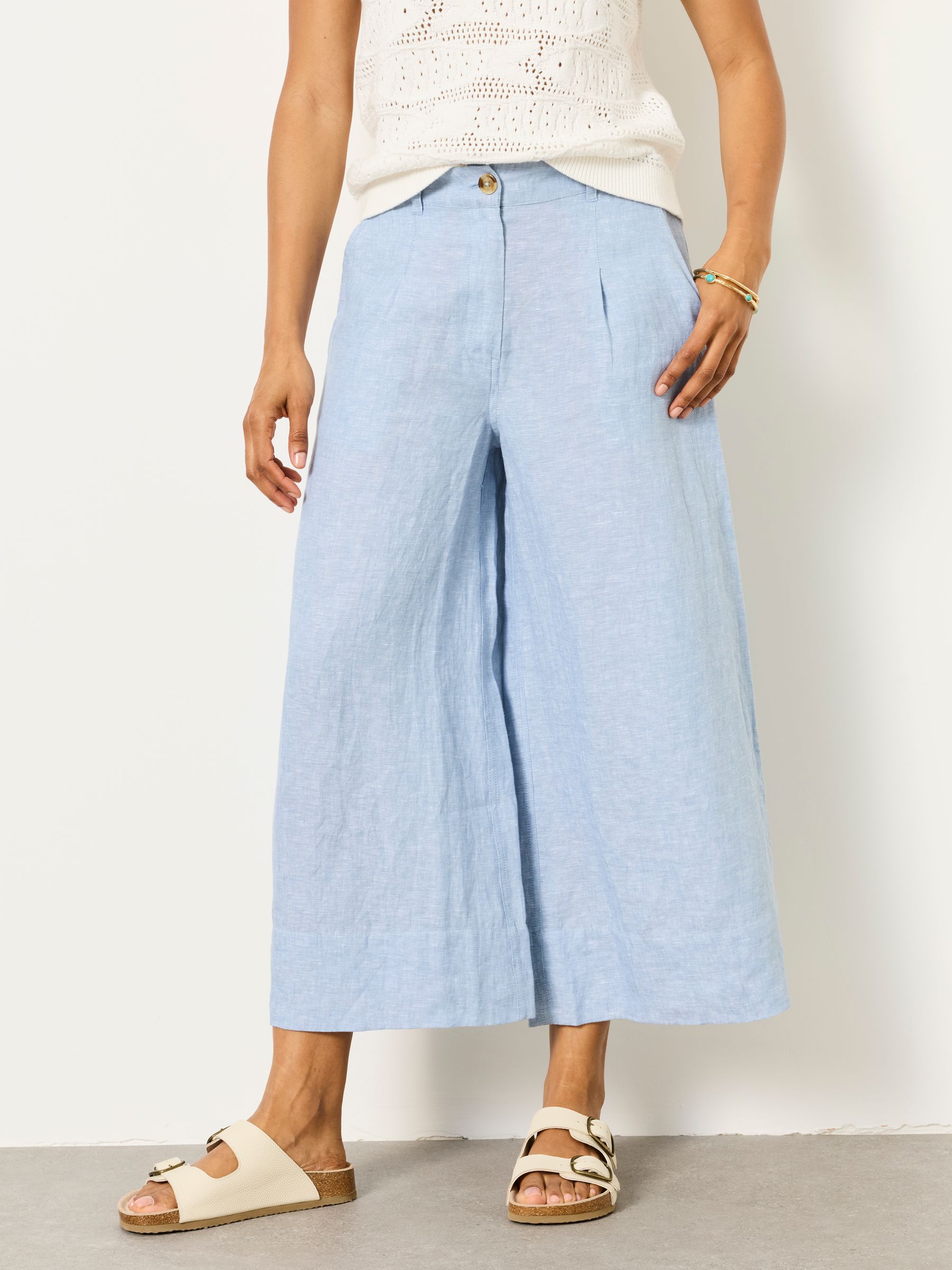 Anya blue Wide Leg Cropped Trousers - Image 1 of 6