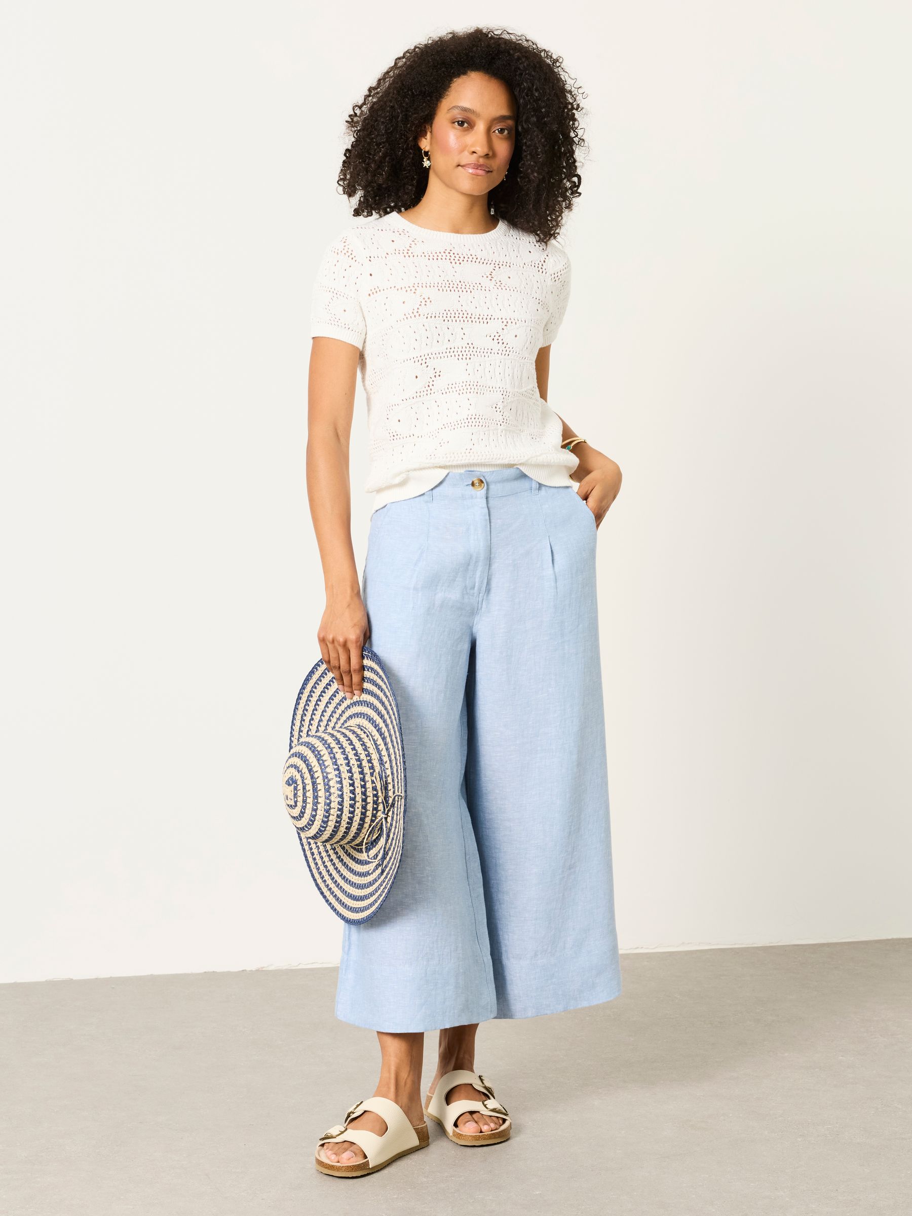 Anya blue Wide Leg Cropped Trousers - Image 3 of 6