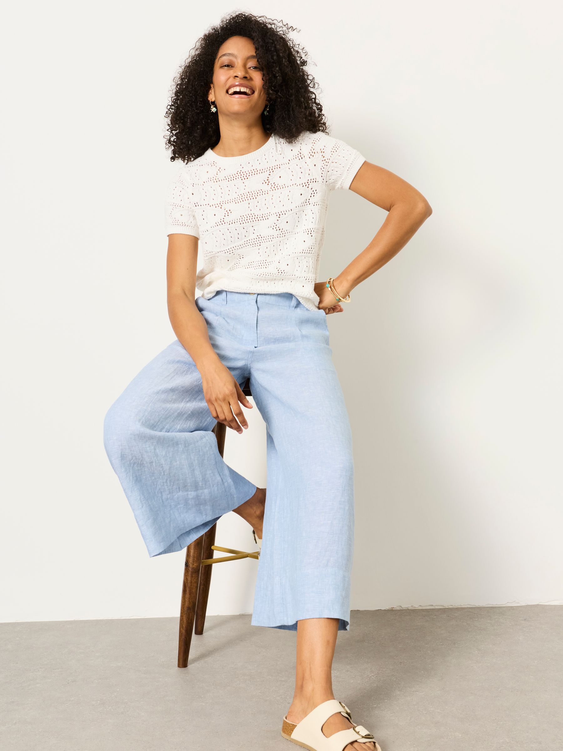 Anya blue Wide Leg Cropped Trousers - Image 5 of 6