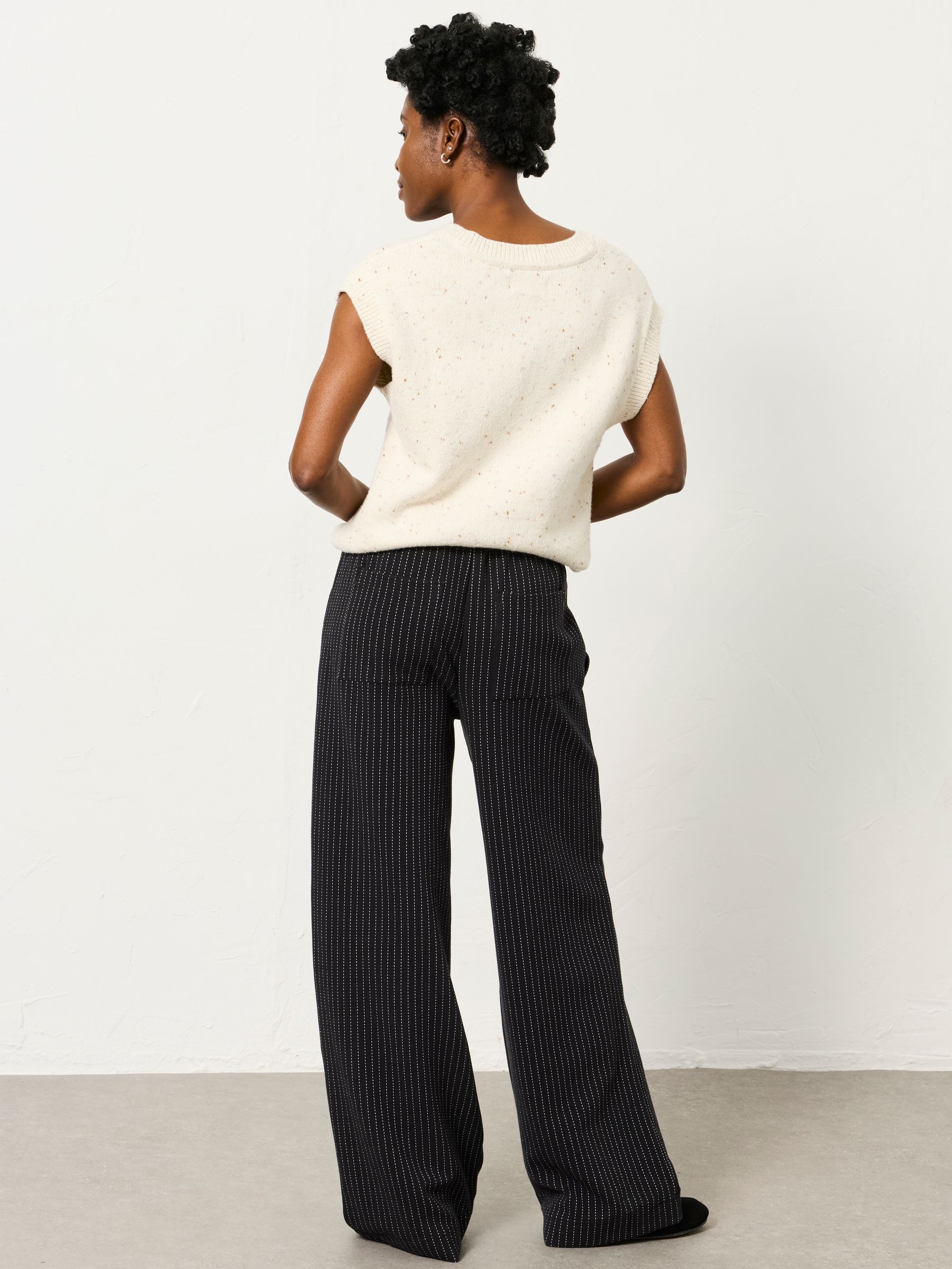 Black Jersey Stripe Wide Leg Trouser - Image 2 of 7