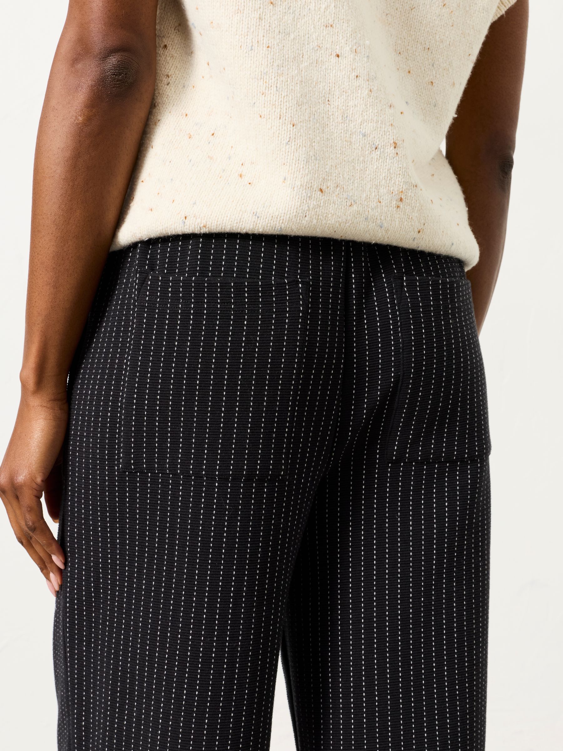 Black Jersey Stripe Wide Leg Trousers - Image 9 of 12