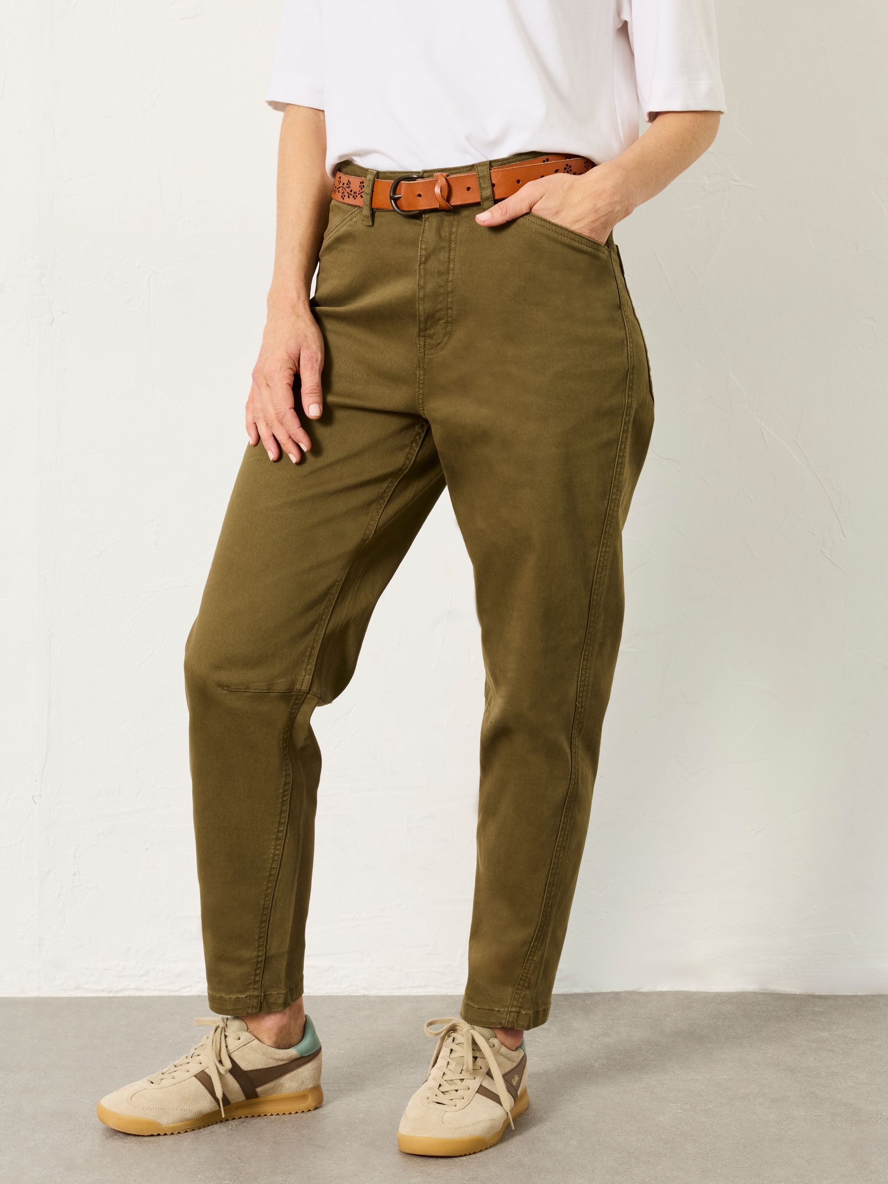 Bella Khaki Green Tapered Chino Trouser - Image 1 of 5 Bella Khaki Green Tapered Chino Trouser - Image 1 of 5