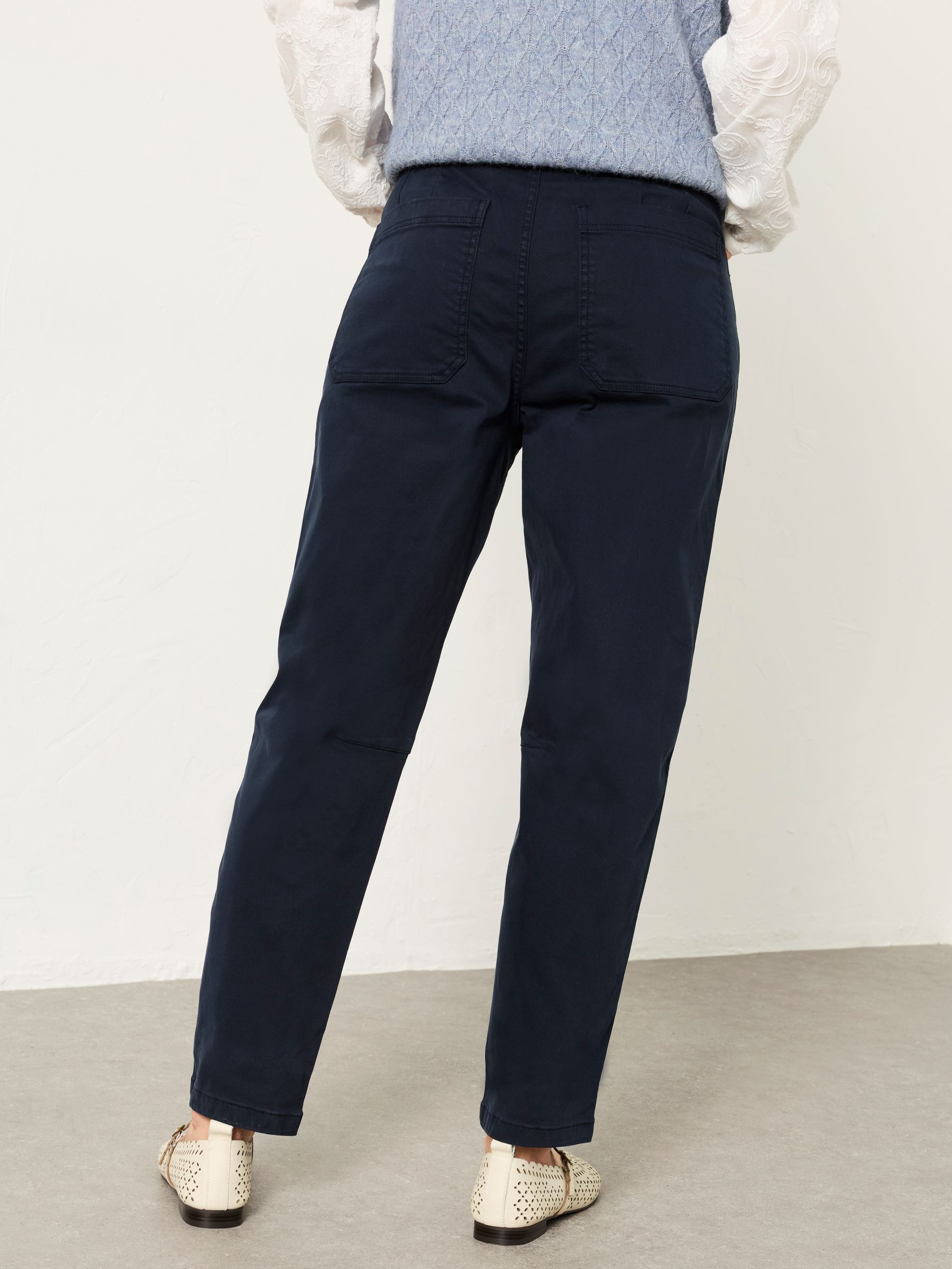 Bella Navy Tapered Chino Trouser - Image 2 of 5 Bella Navy Tapered Chino Trouser - Image 2 of 5