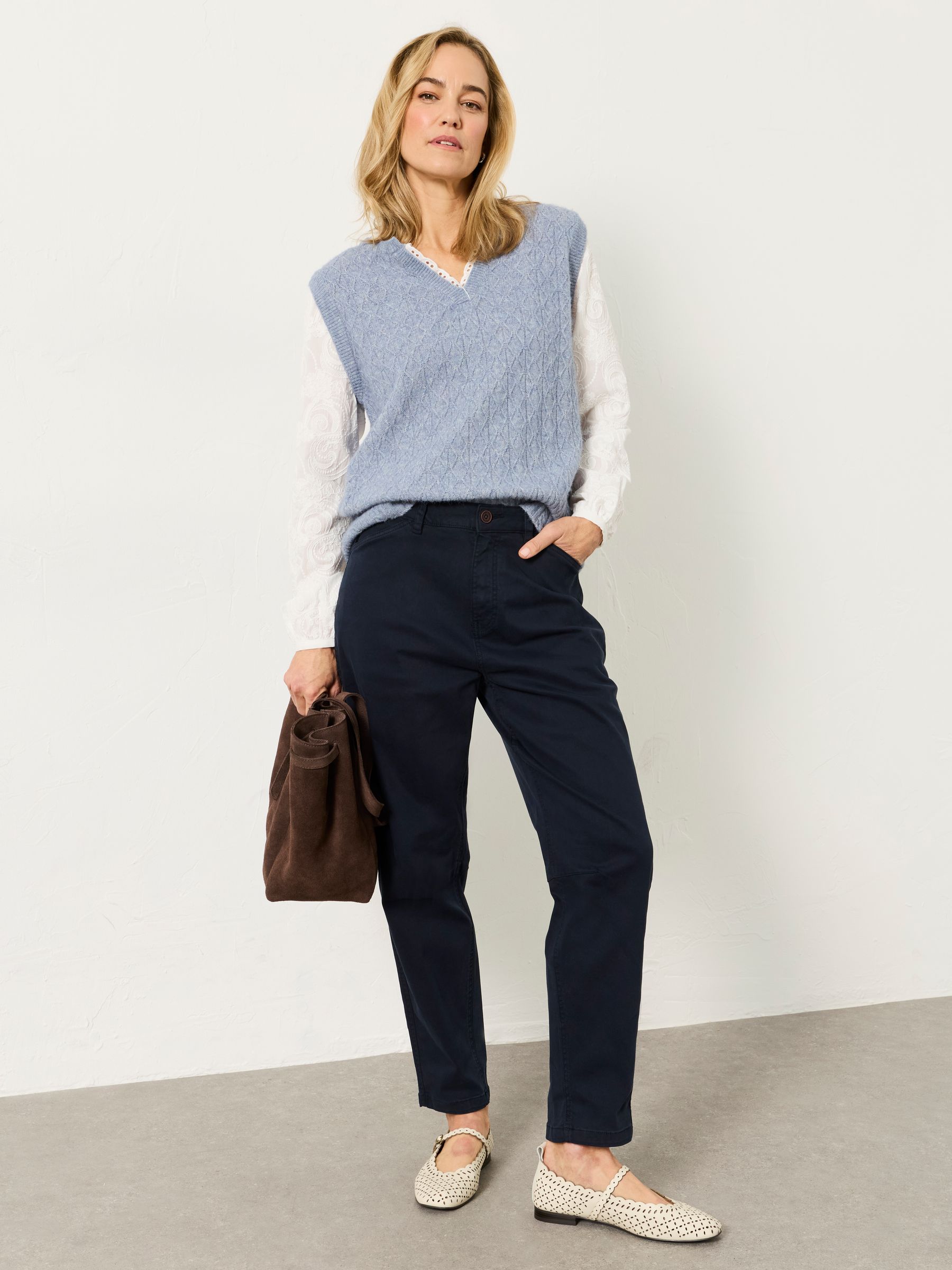 Bella Navy Tapered Chino Trouser - Image 3 of 5