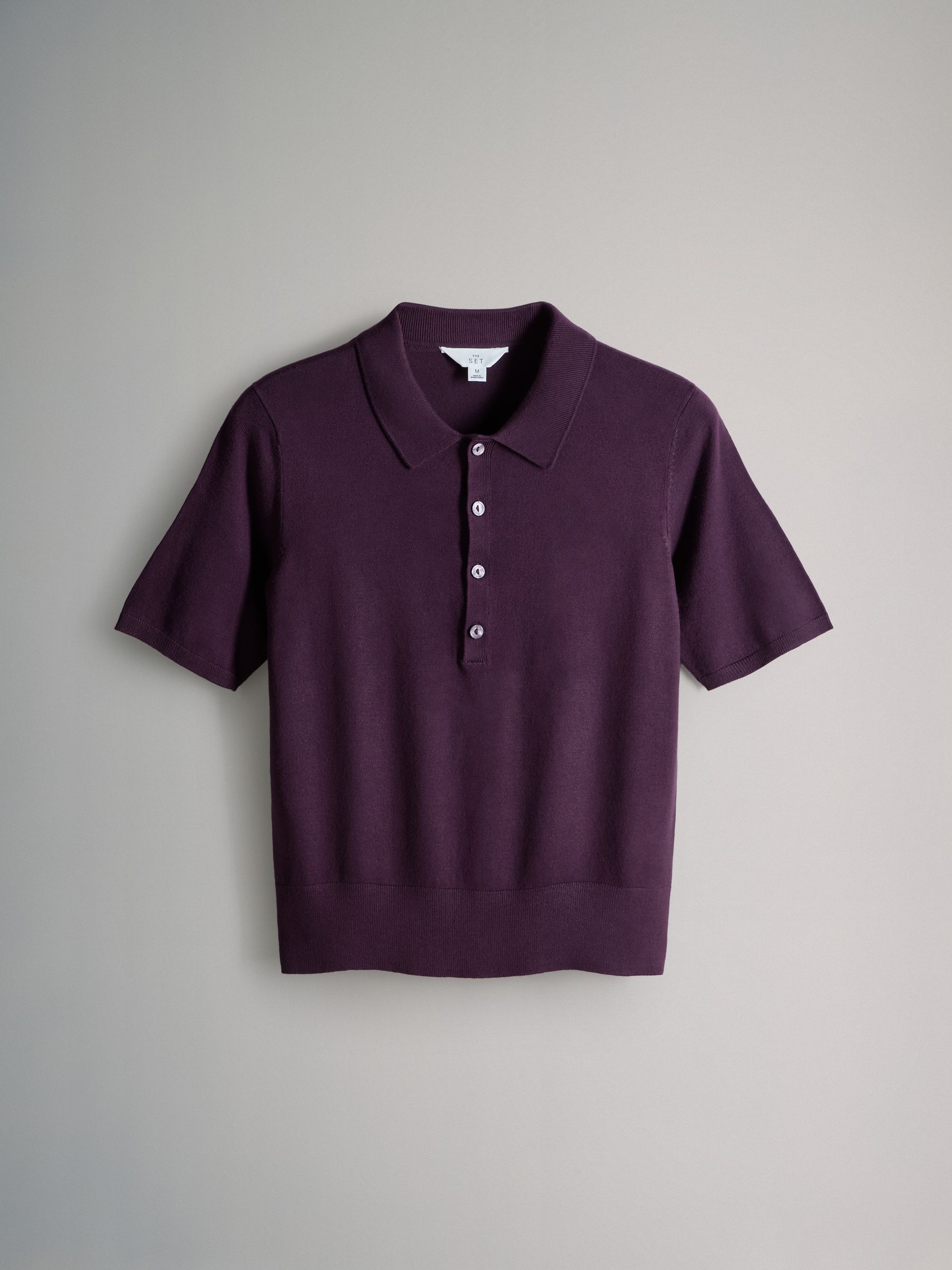 Brown/Plum/Dark Pink - 3 Pack Fine Knit Collared Polo Tops - Image 2 of 6