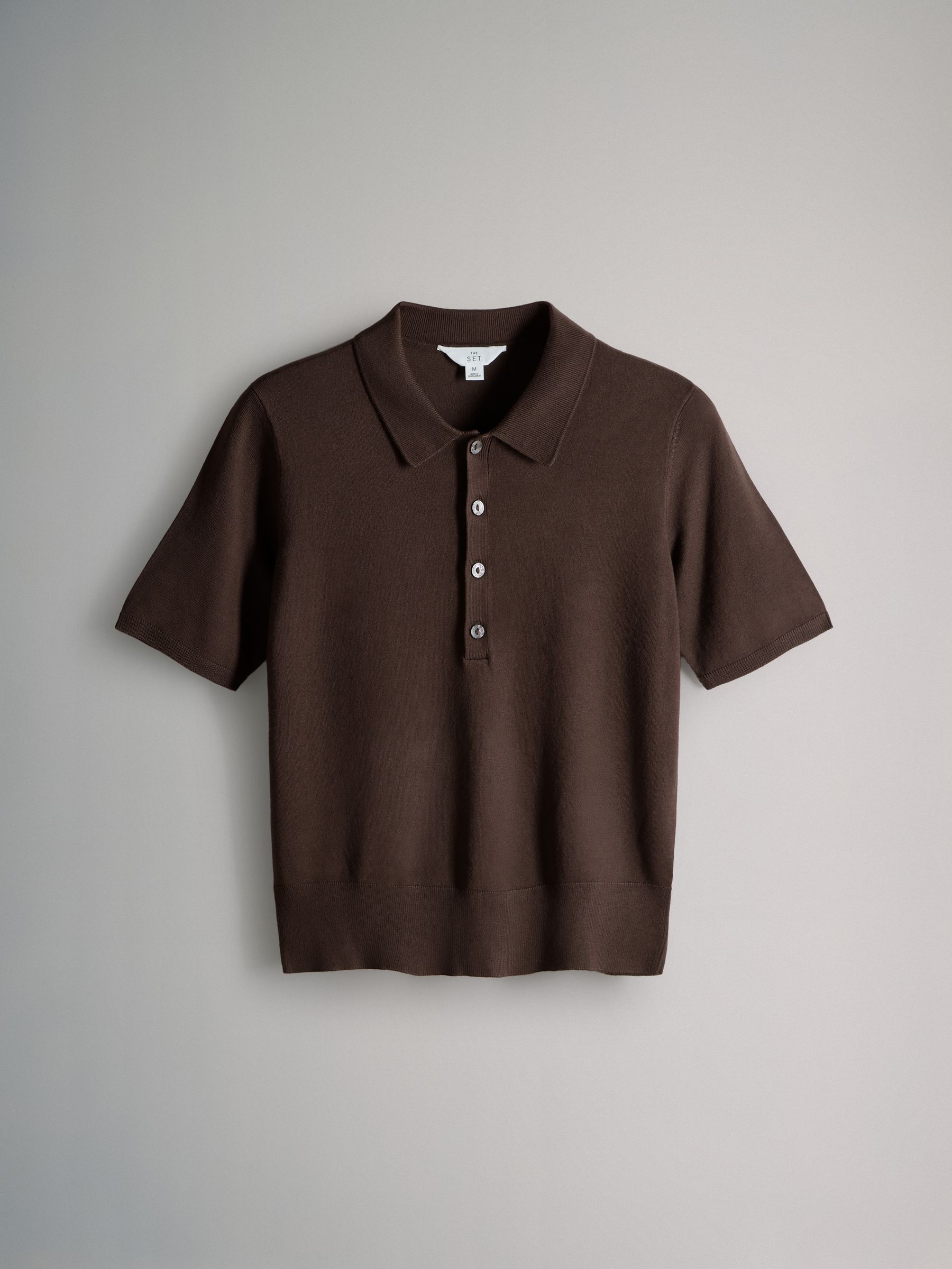 Brown/Plum/Dark Pink - 3 Pack Fine Knit Collared Polo Tops - Image 4 of 6