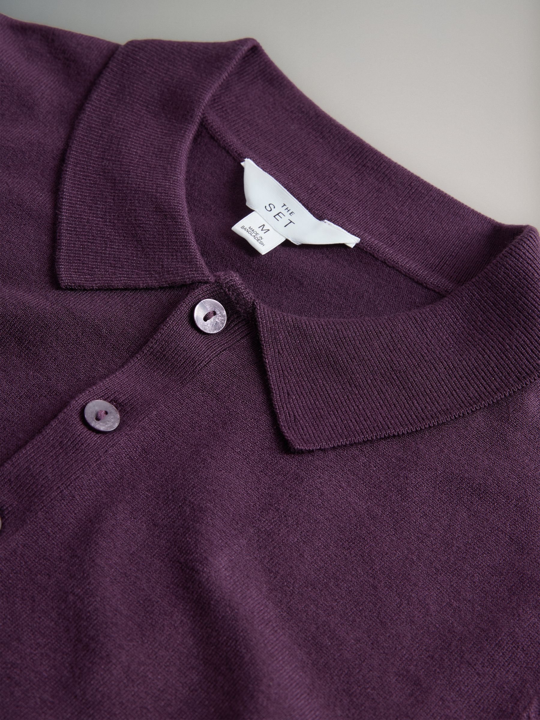 Brown/Plum/Dark Pink - 3 Pack Fine Knit Collared Polo Tops - Image 6 of 6