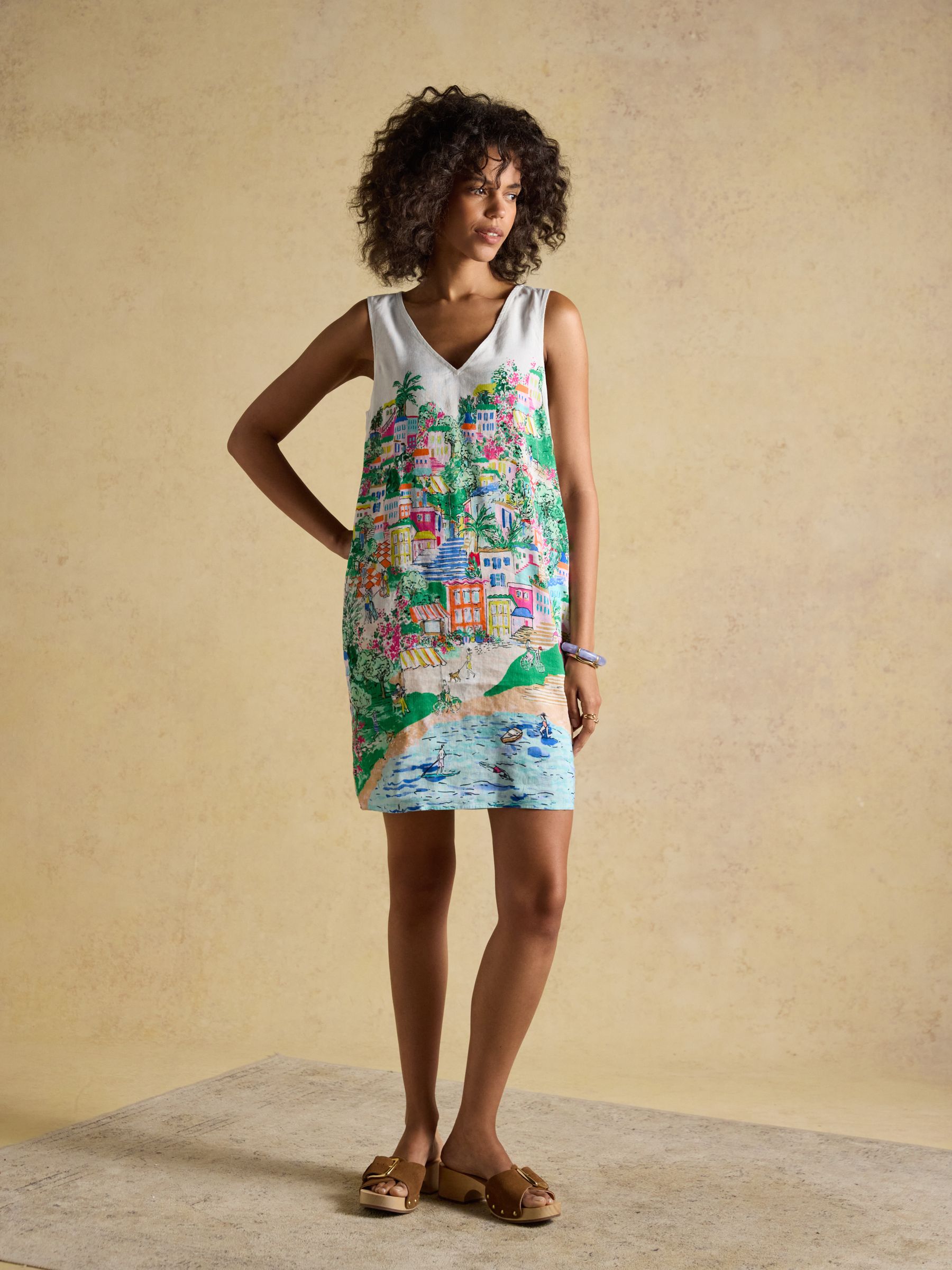 Delphine White Fiesta Scene Shift Knee Length Dress - Image 3 of 9