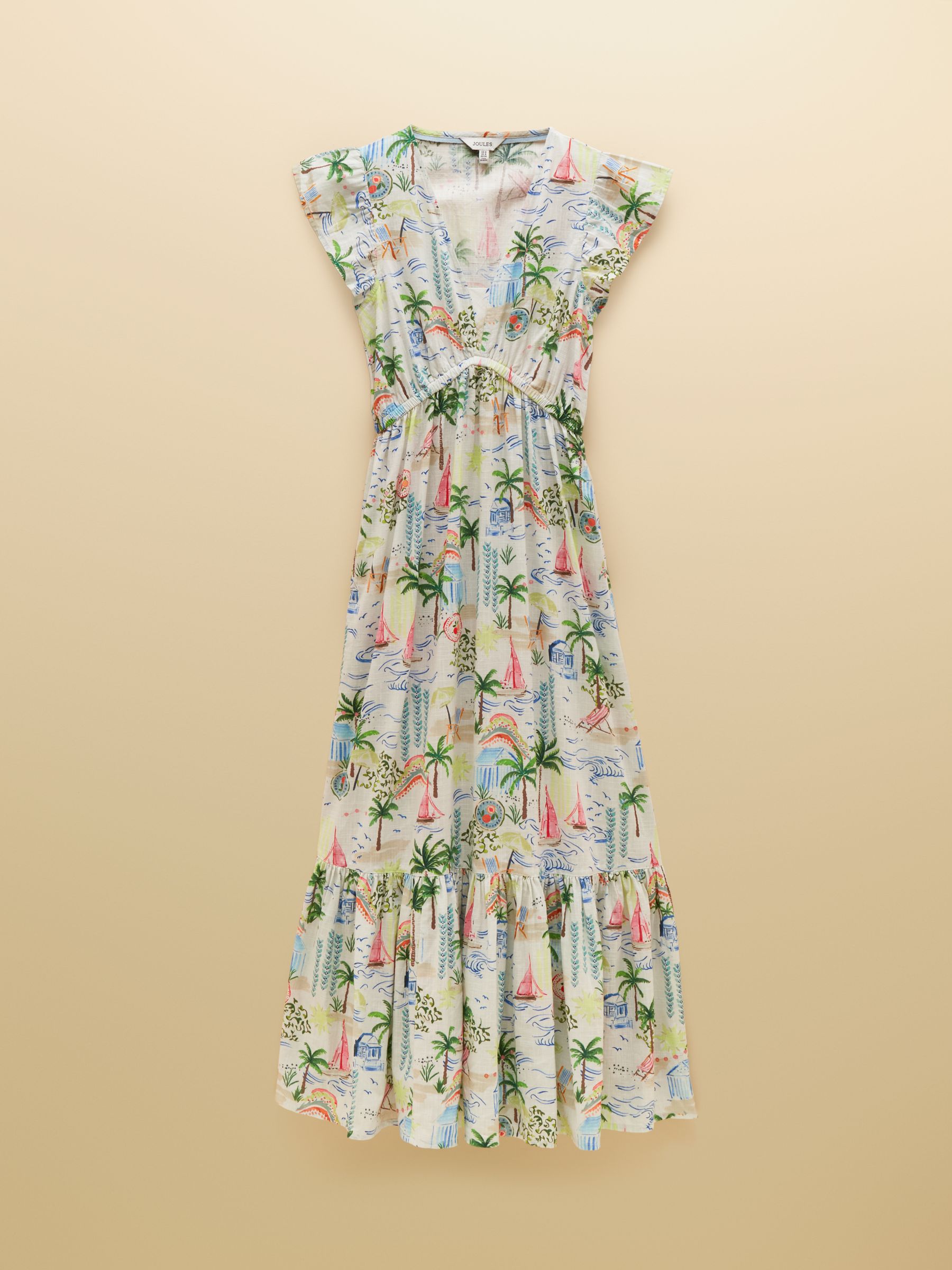 Winnie White Coastal Scene Frill Shoulder Maxi Dress - Image 10 of 10