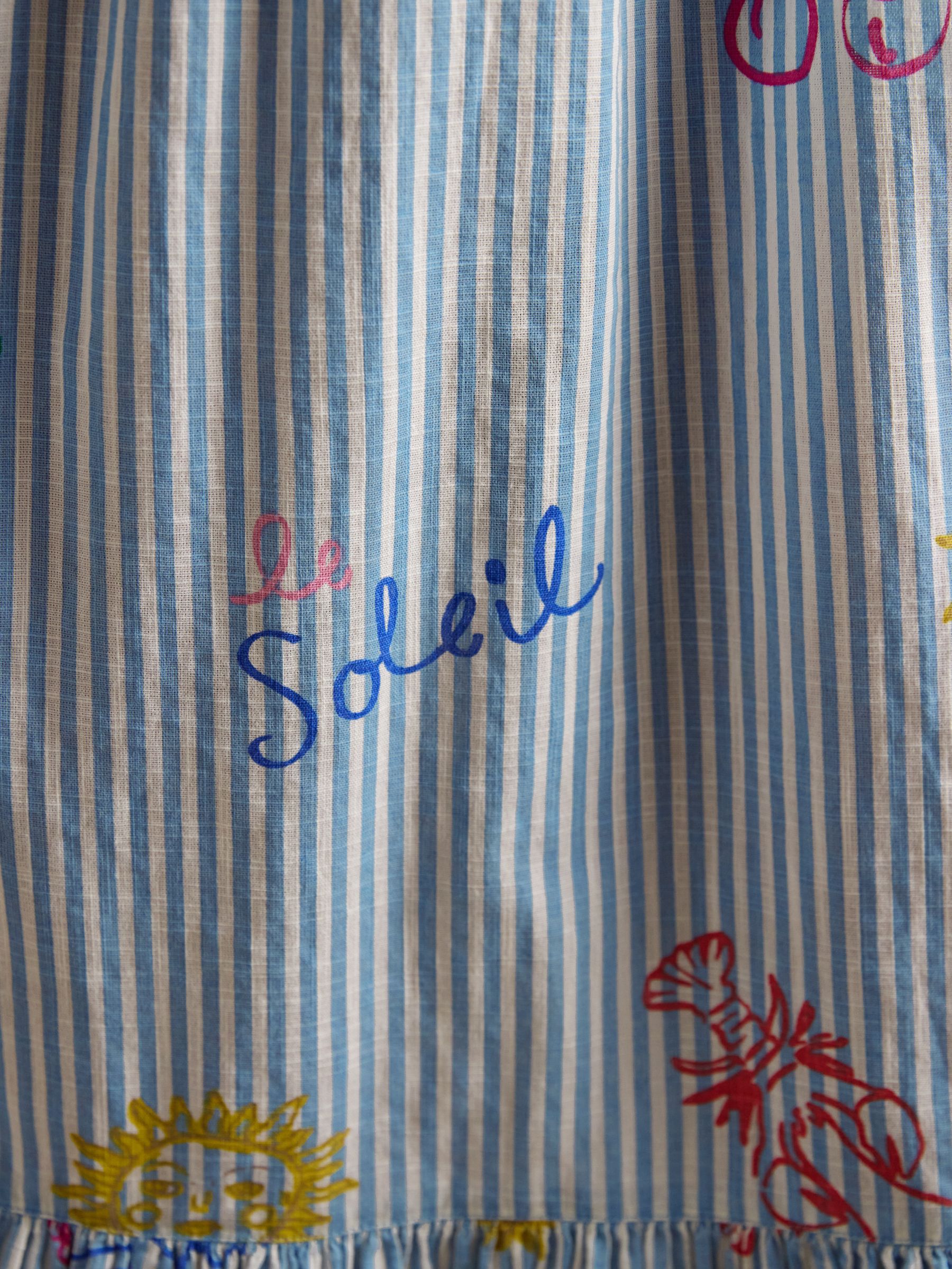 Winnie Blue/White Icons Frill Shoulder Maxi Dress - Image 7 of 8