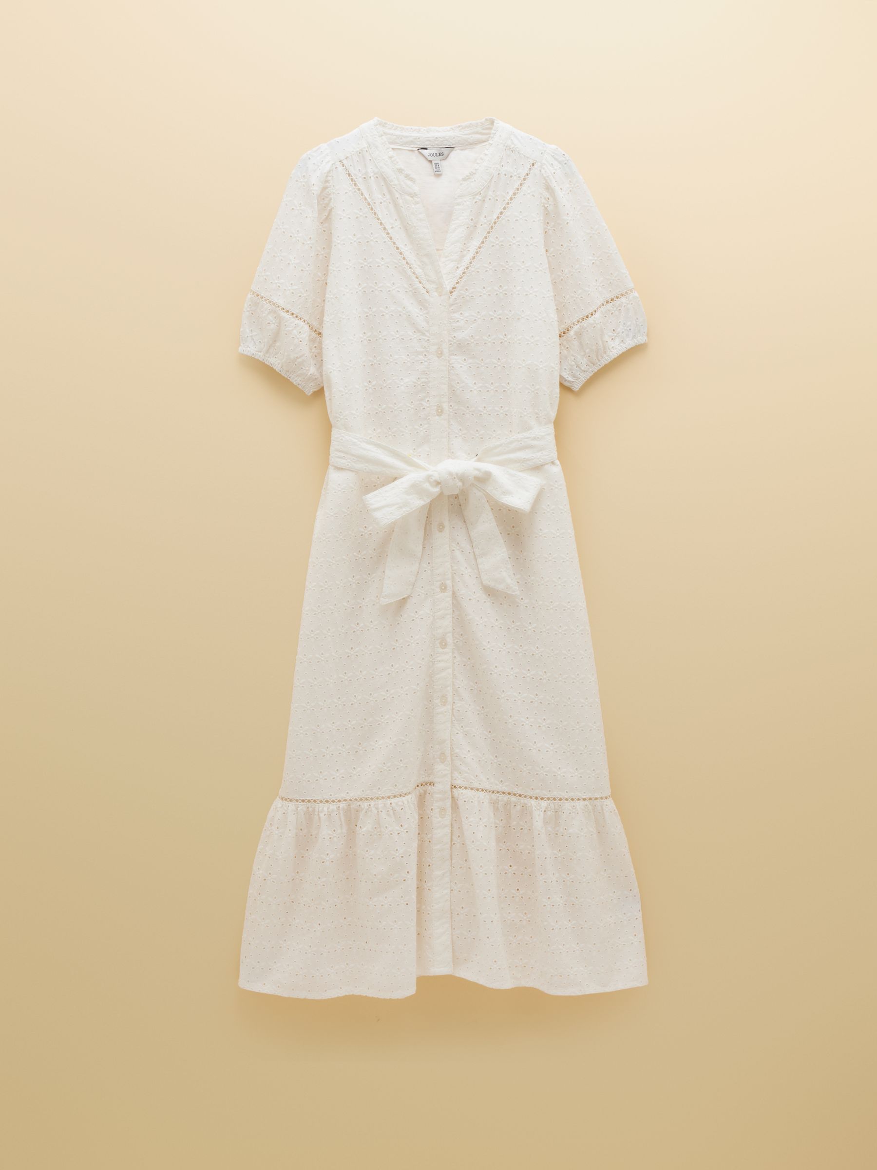 Susanna Chalk White Short Sleeve Broderie Midi Dress - Image 9 of 9
