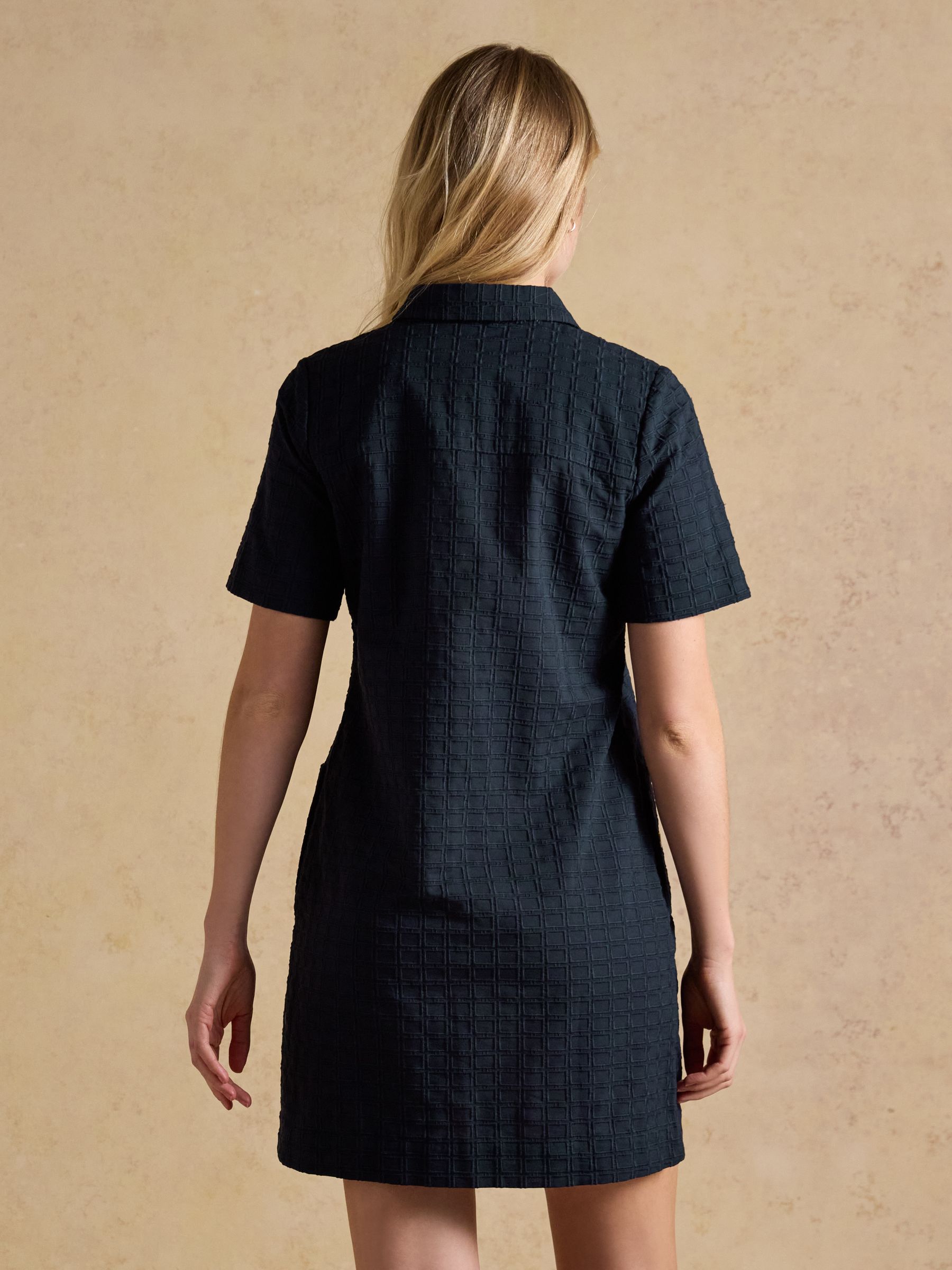 Elizabeth Navy Short Sleeve Jaquard Dress - Image 2 of 6