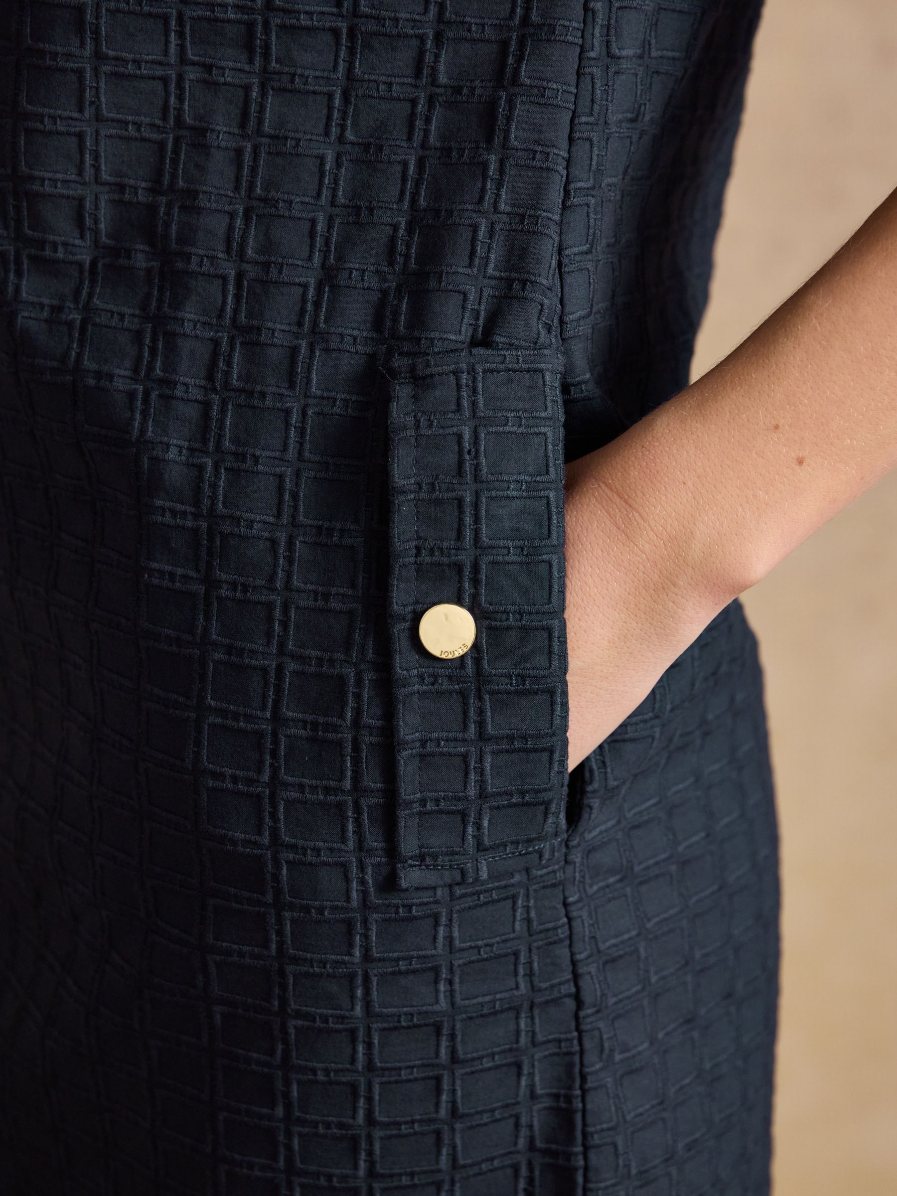 Elizabeth Navy Short Sleeve Jaquard Dress - Image 4 of 6