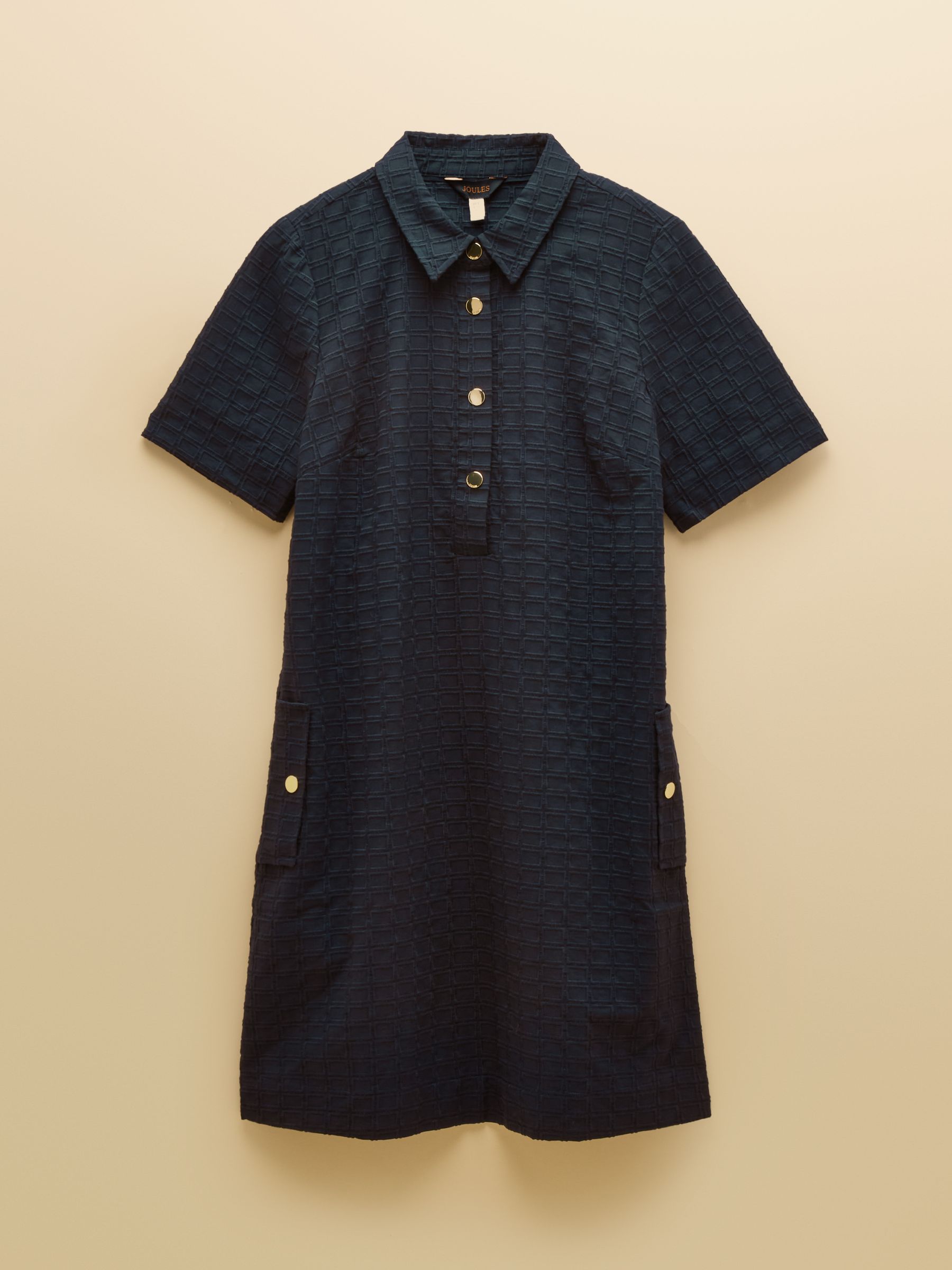 Elizabeth Navy Short Sleeve Jaquard Dress - Image 6 of 6