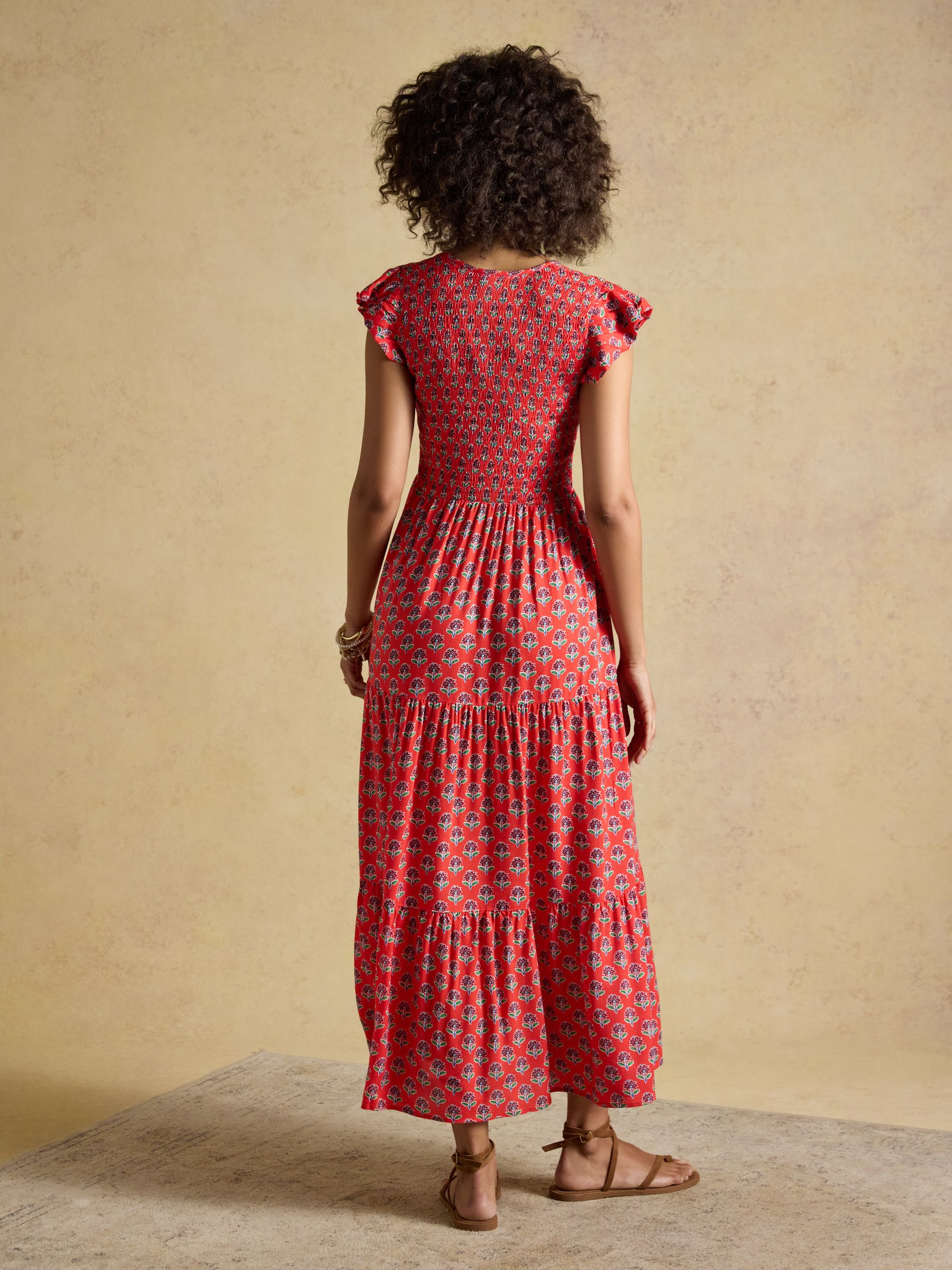 Esme Cayenne Foulard Print Shirred Maxi Dress - Image 2 of 9