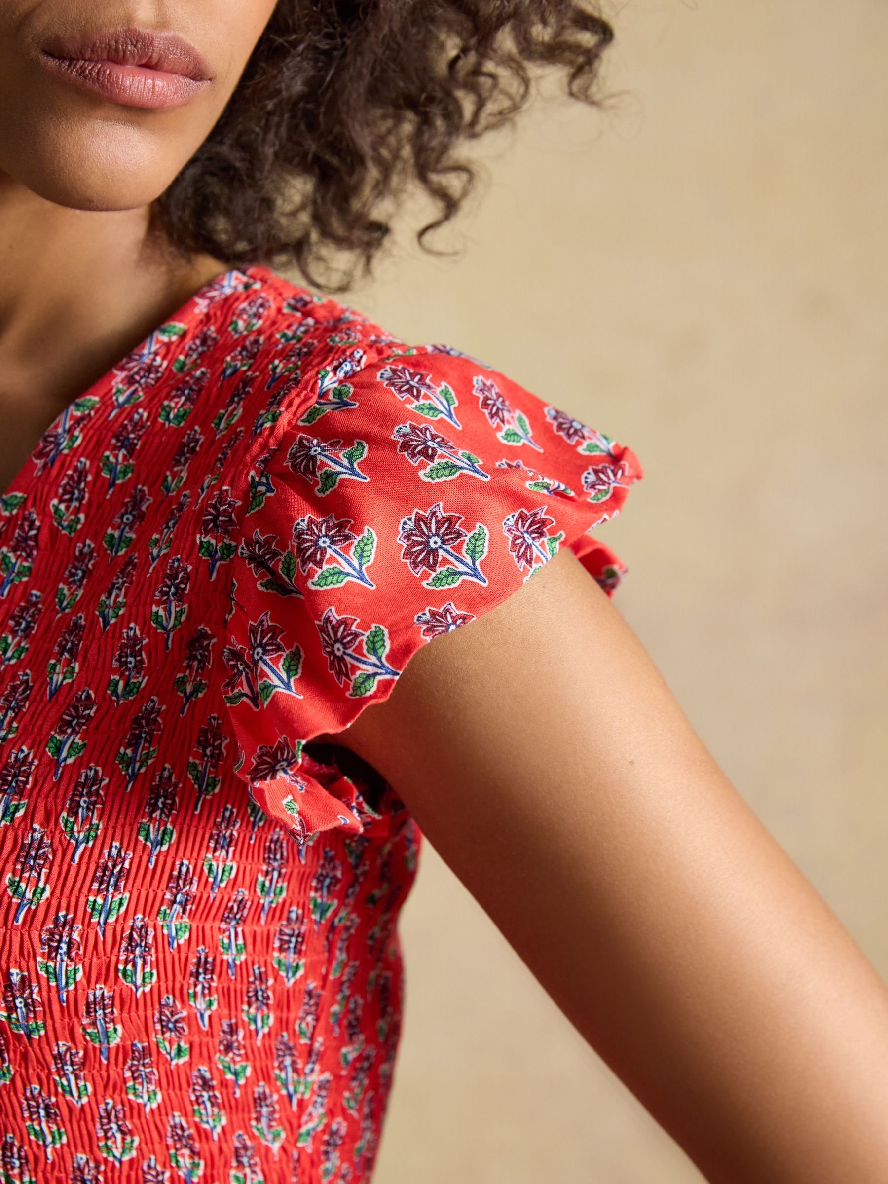 Esme Cayenne Foulard Print Shirred Maxi Dress - Image 4 of 9
