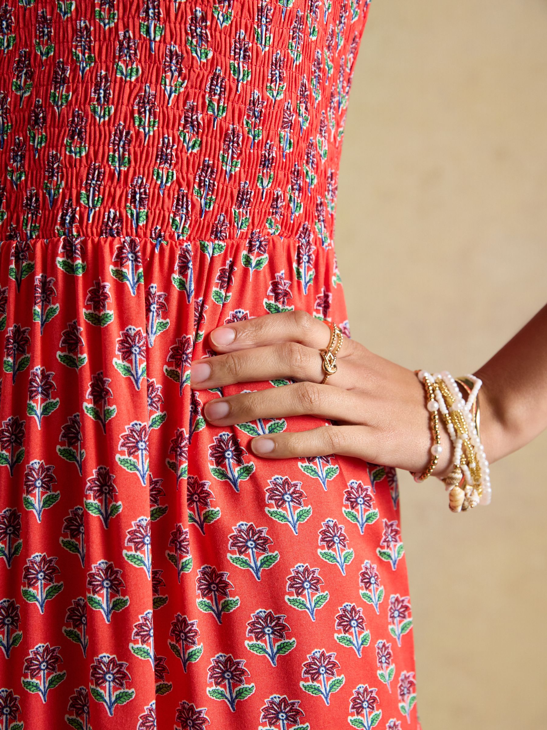 Esme Cayenne Foulard Print Shirred Maxi Dress - Image 6 of 9