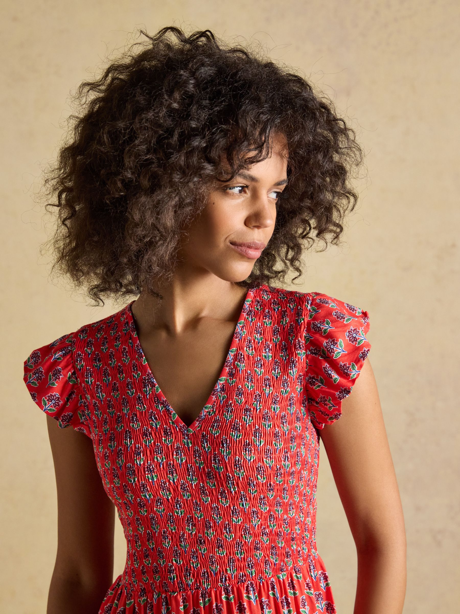 Esme Cayenne Foulard Print Shirred Maxi Dress - Image 7 of 9