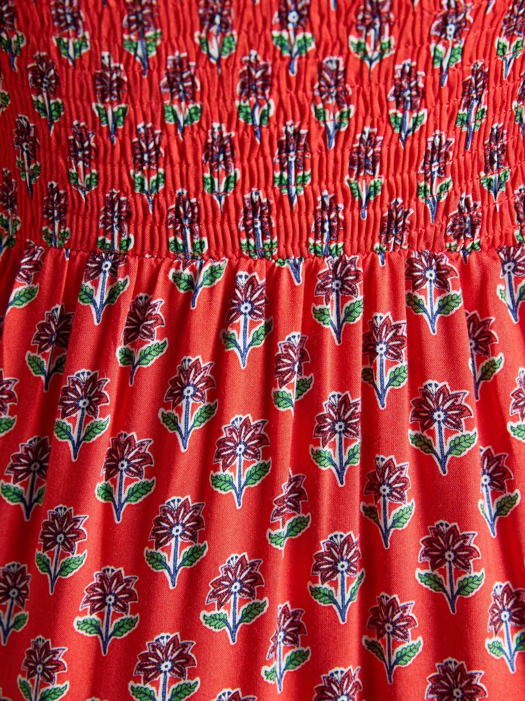 Esme Cayenne Foulard Print Shirred Maxi Dress - Image 8 of 9