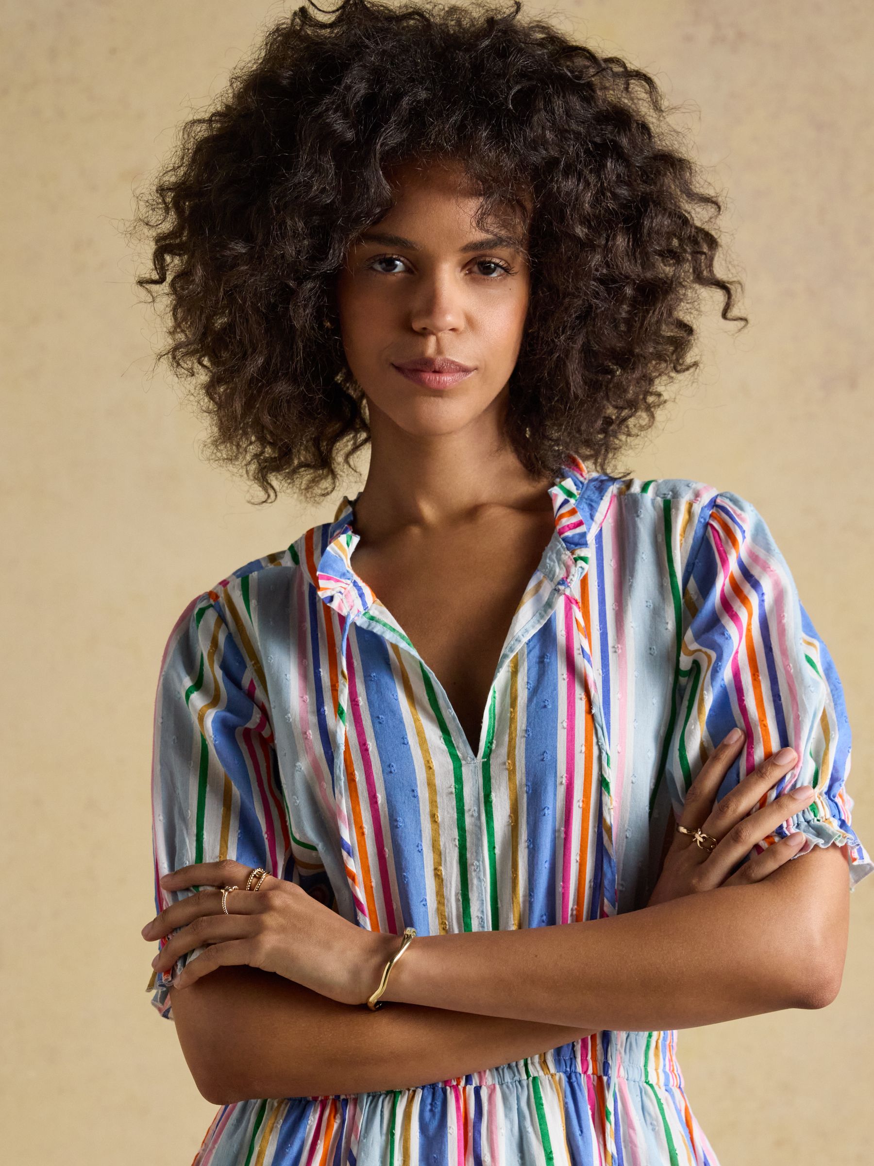 Larissa Multi Striped Tie Neck Midi Dress - Image 3 of 9