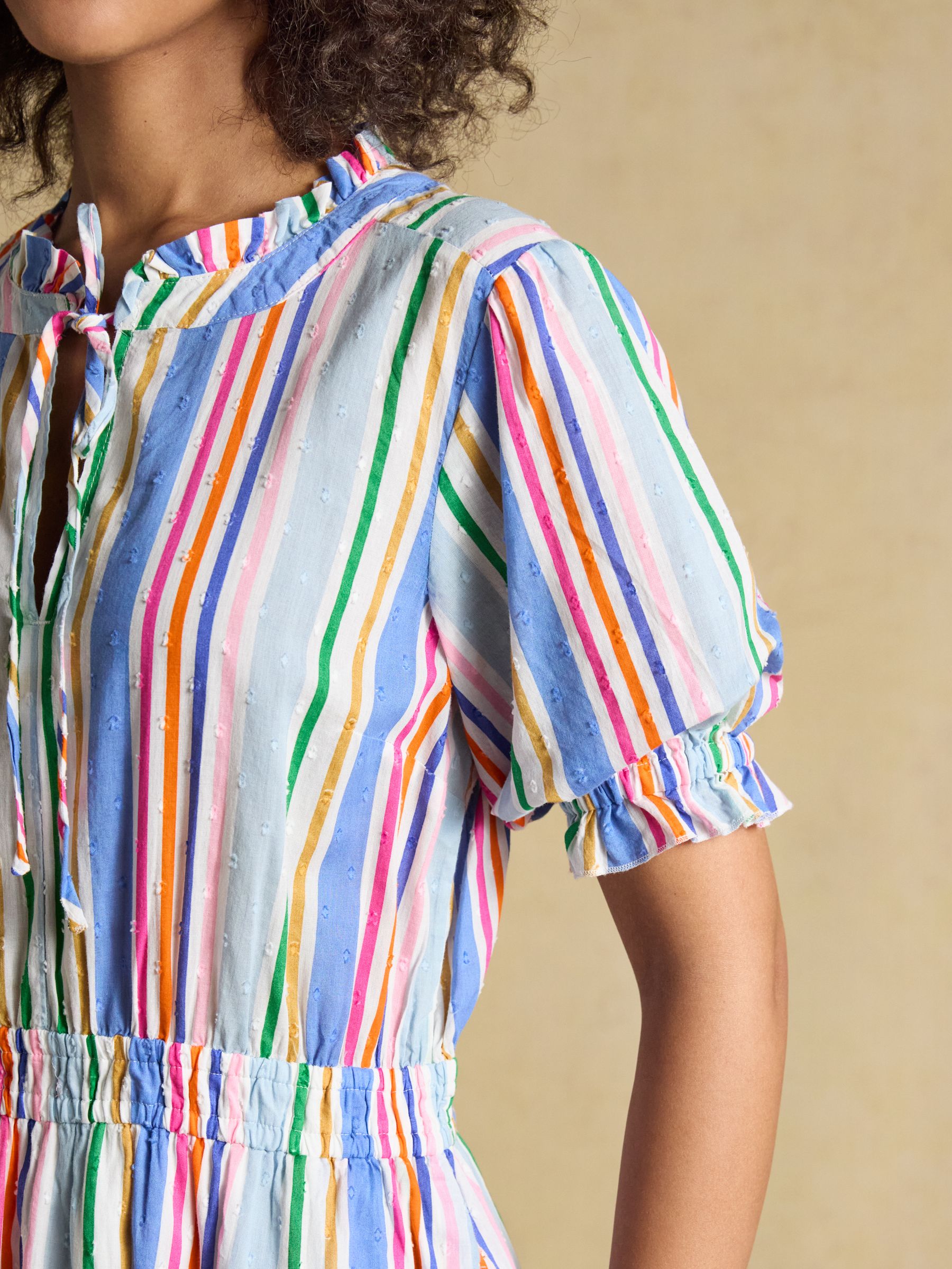 Larissa Multi Striped Tie Neck Midi Dress - Image 6 of 9